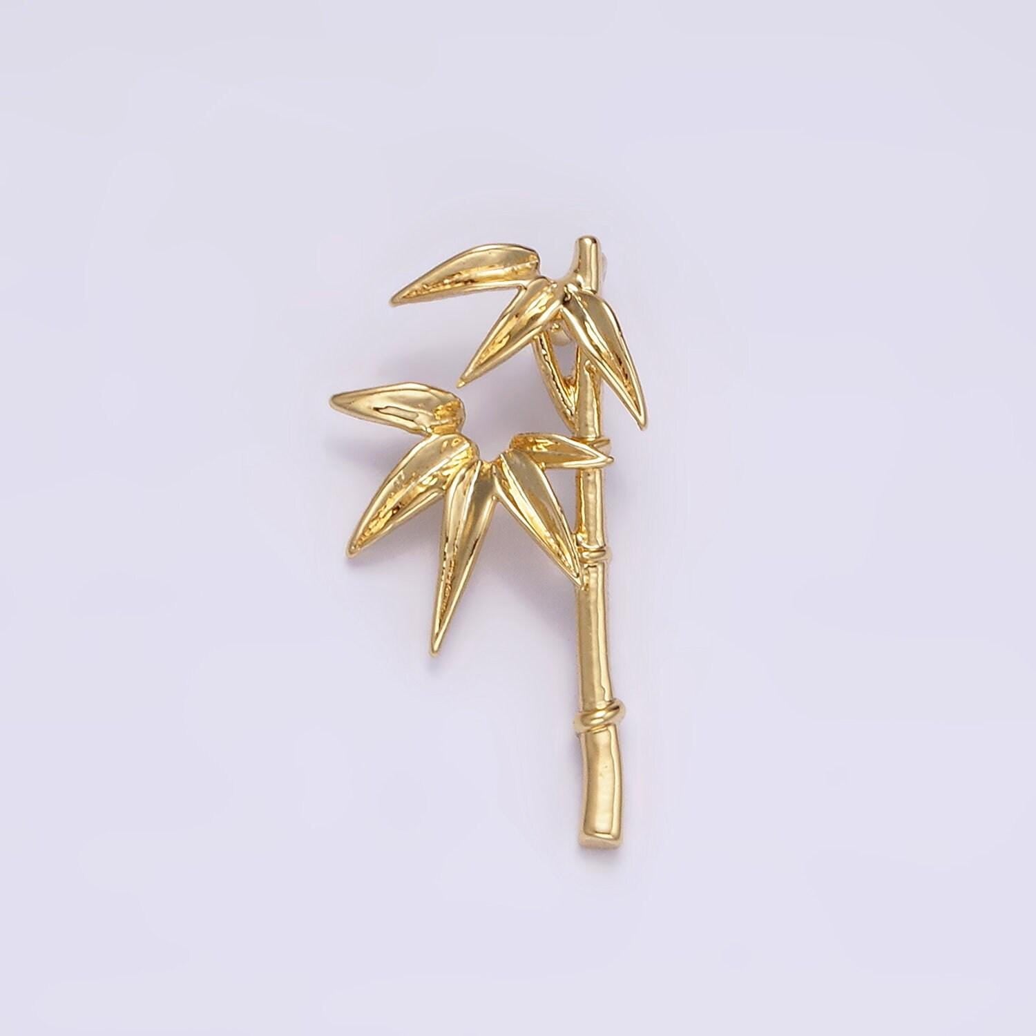 14k gold filled dainty bamboo tree pendant plant charm for necklace earring bracelet supply | n-1490