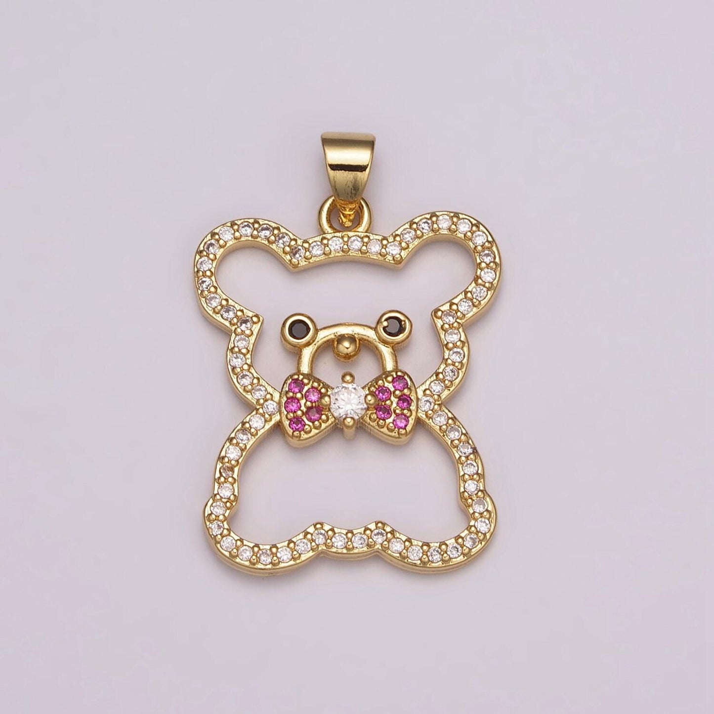 Micro pave gold bear charm teddy bear charm necklace tuxedo pendant / keychain / earrings / kids crafts n-1486