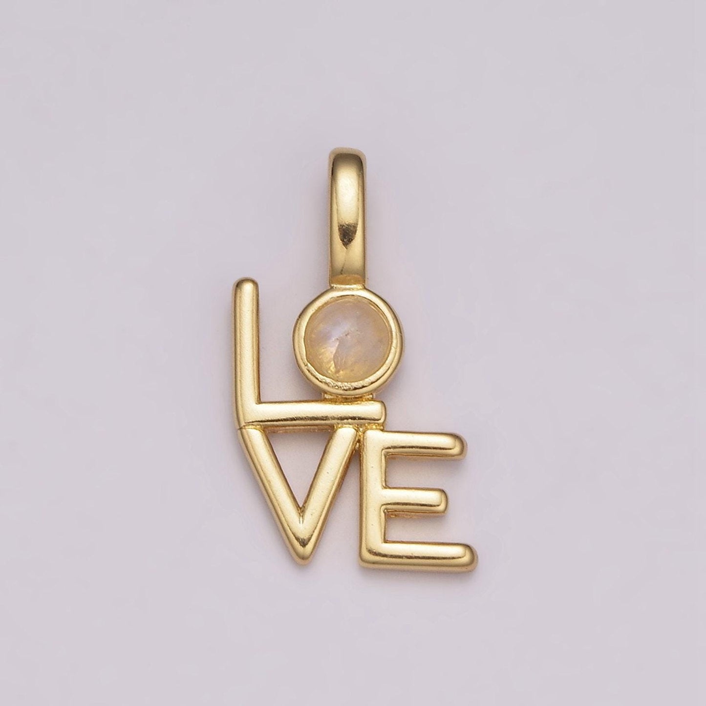 Moonstone love charm for bracelet necklace earring component diy jewelry making supply word charm minimalist jewelry n-1485