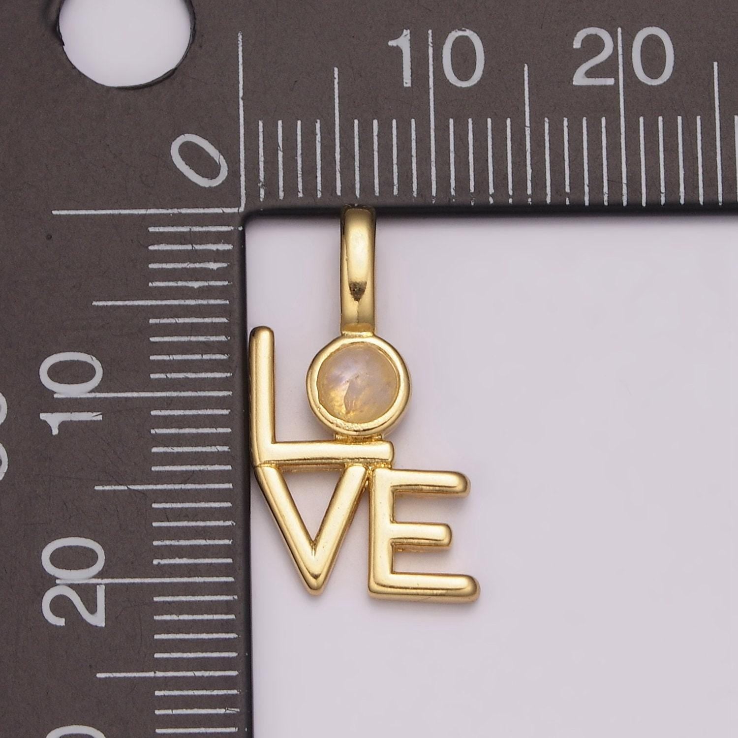 Moonstone love charm for bracelet necklace earring component diy jewelry making supply word charm minimalist jewelry n-1485