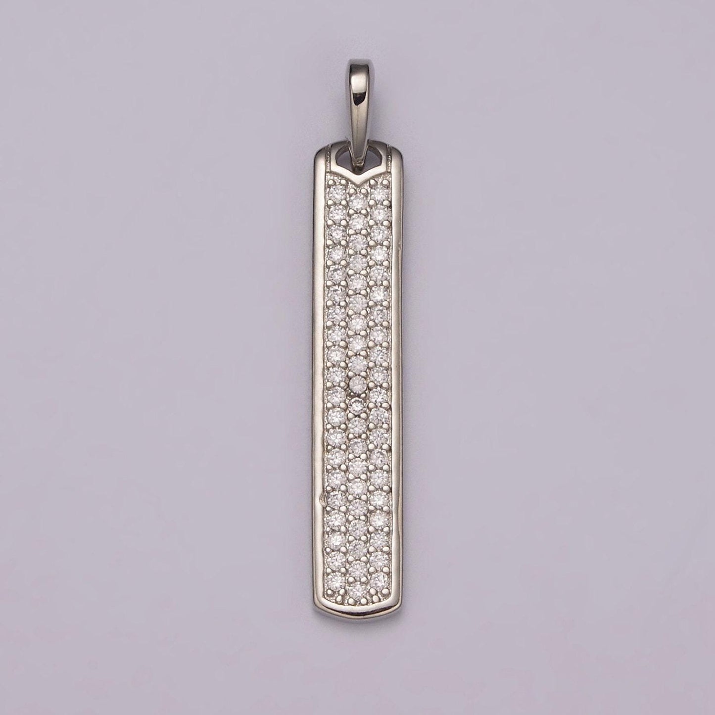 Long cz bar pendant 24k gold filled bar pendant, silver bar pendants