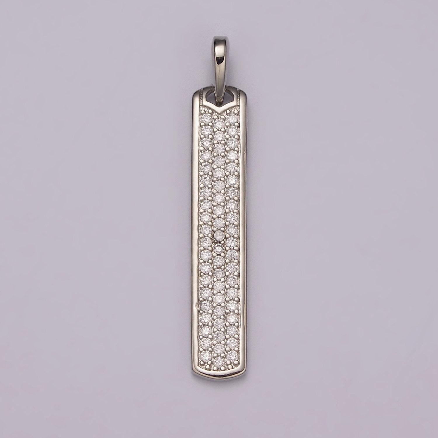 Long cz bar pendant 24k gold filled bar pendant, silver bar pendants