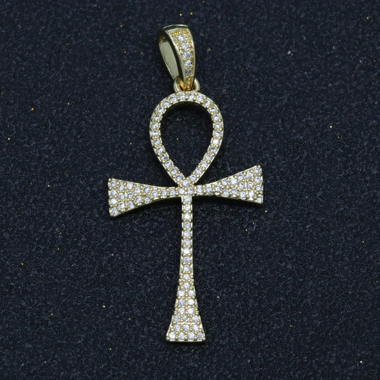 Cz gold filled ankh, symbol of life, white goldfiled egyptian pantheon, crux ansata, eternal life cross necklace pendant charm n-1442,n-1443