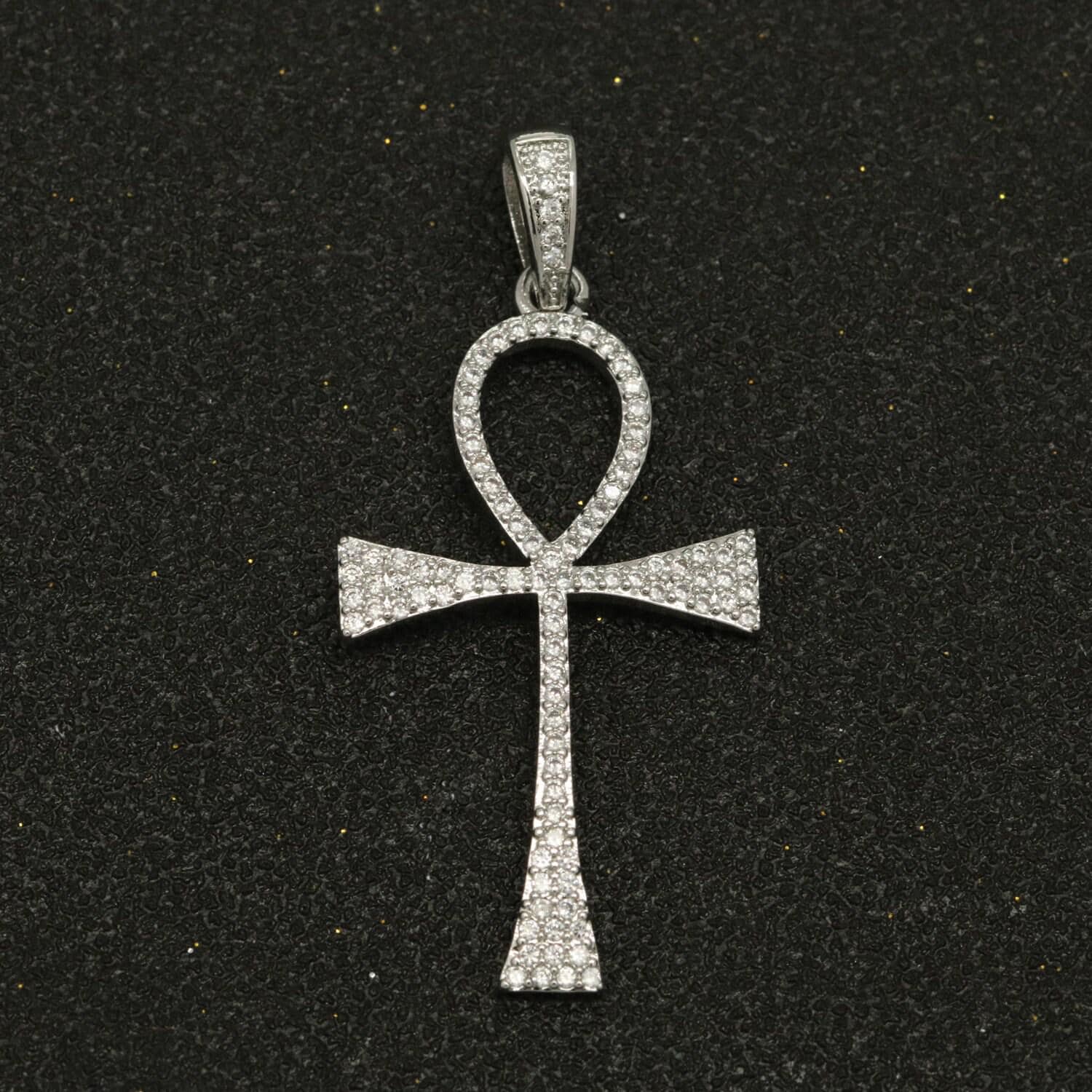 Cz gold filled ankh, symbol of life, white goldfiled egyptian pantheon, crux ansata, eternal life cross necklace pendant charm n-1442,n-1443