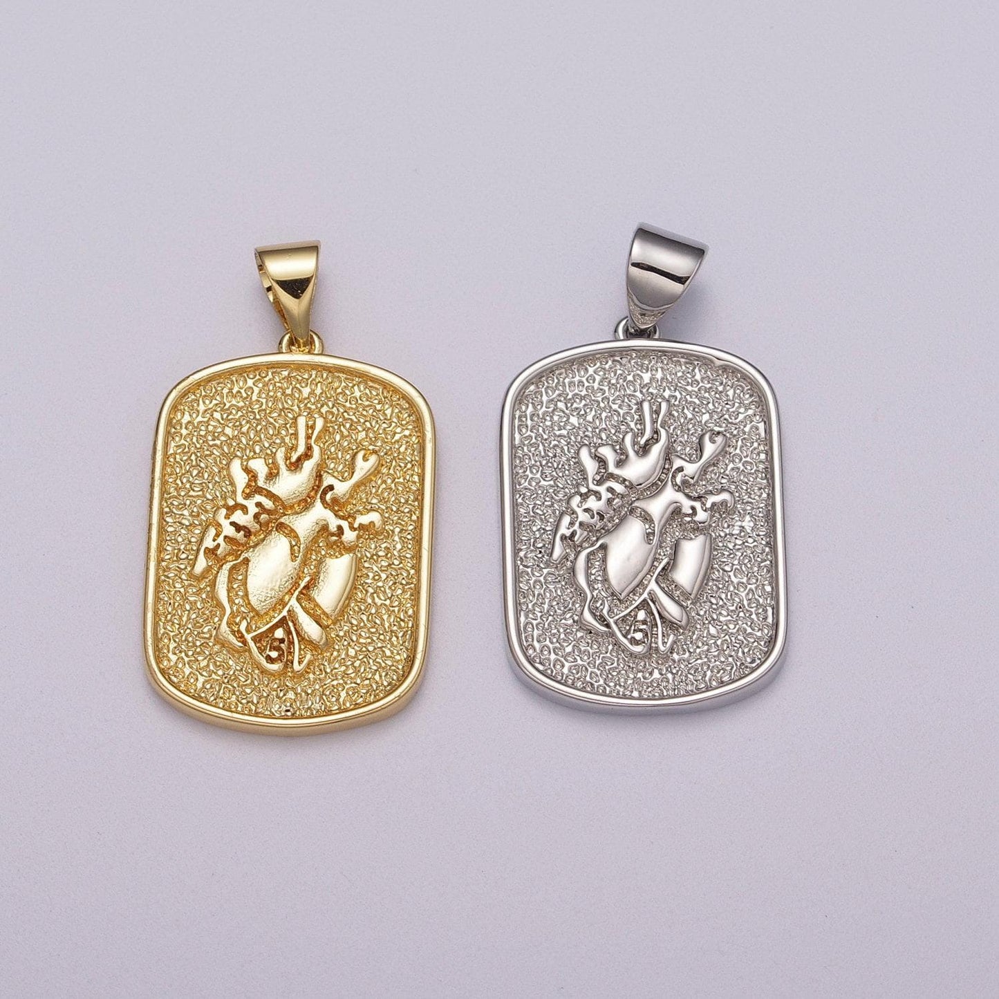Gold heart anatomy charm heartbead pendant bio science charm white gold tag heart plate charm n-1439, n-1440