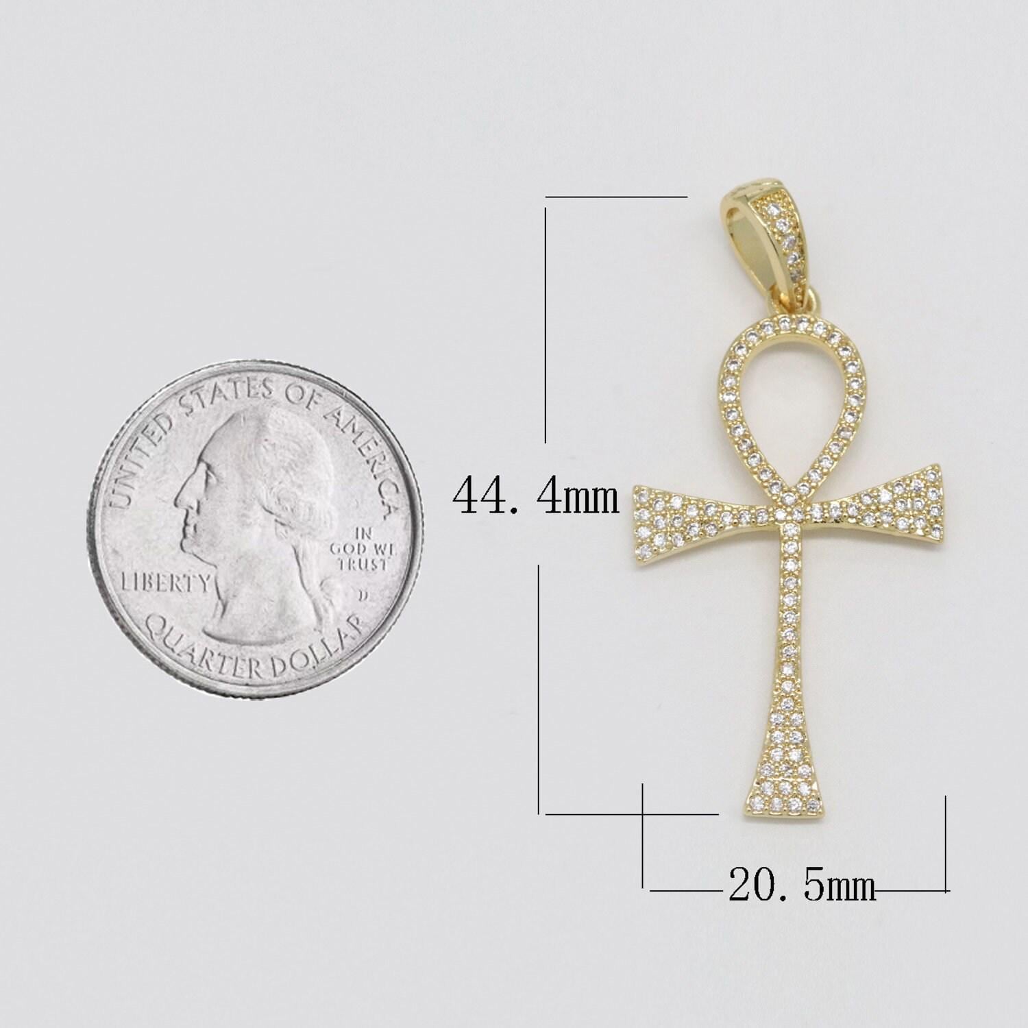 Cz gold filled ankh, symbol of life, white goldfiled egyptian pantheon, crux ansata, eternal life cross necklace pendant charm n-1442,n-1443
