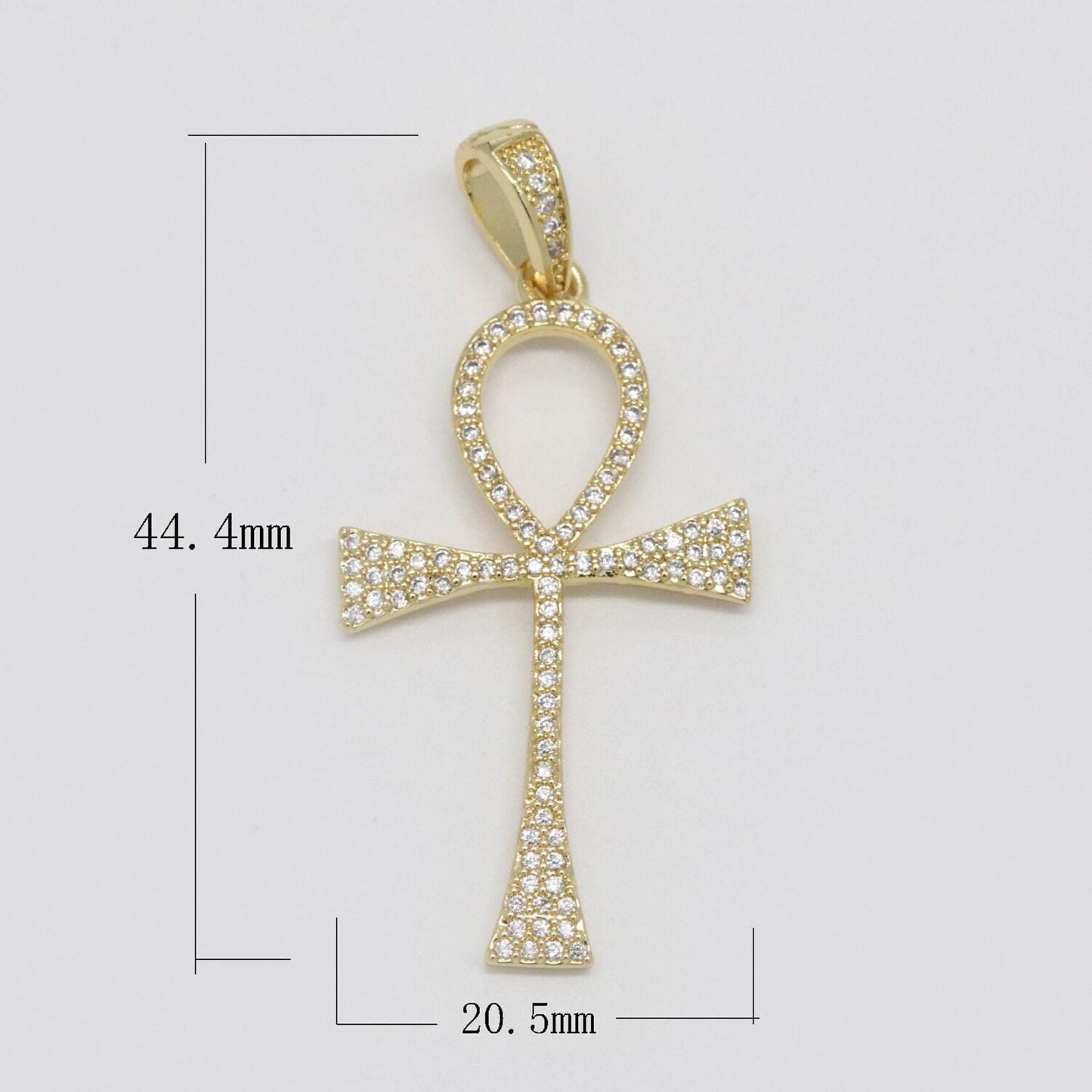 Cz gold filled ankh, symbol of life, white goldfiled egyptian pantheon, crux ansata, eternal life cross necklace pendant charm n-1442,n-1443