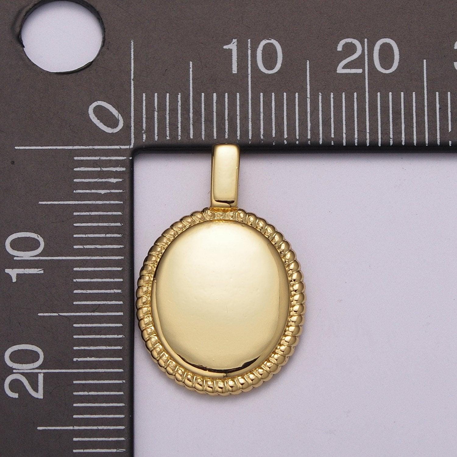 24k gold filled classic oval pendant charm for necklace minimalist jewelry