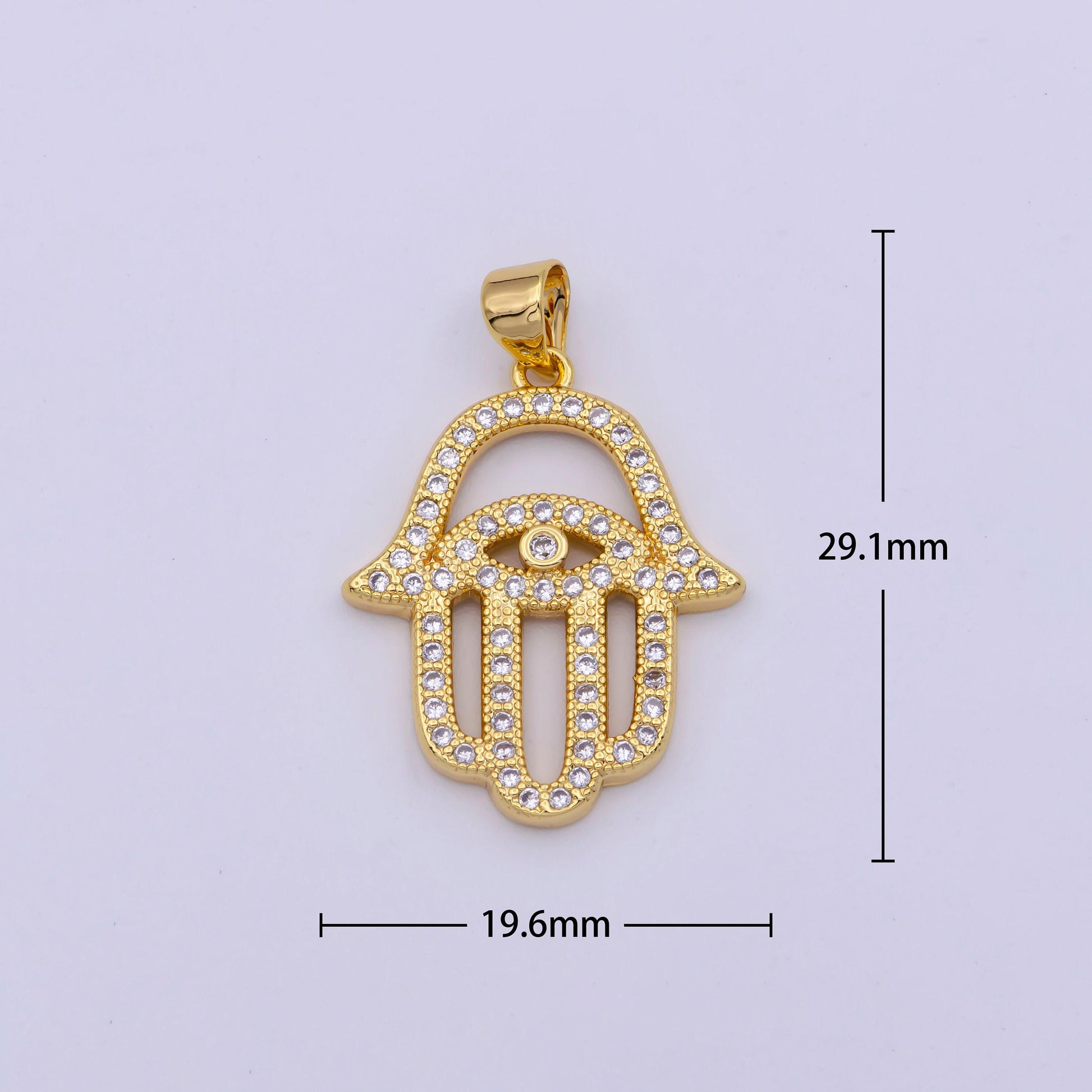 Gold hamsa hand, evil eye, amulet protection religion gift cubic zirconia necklace pendant charm for jewelry making n-1430