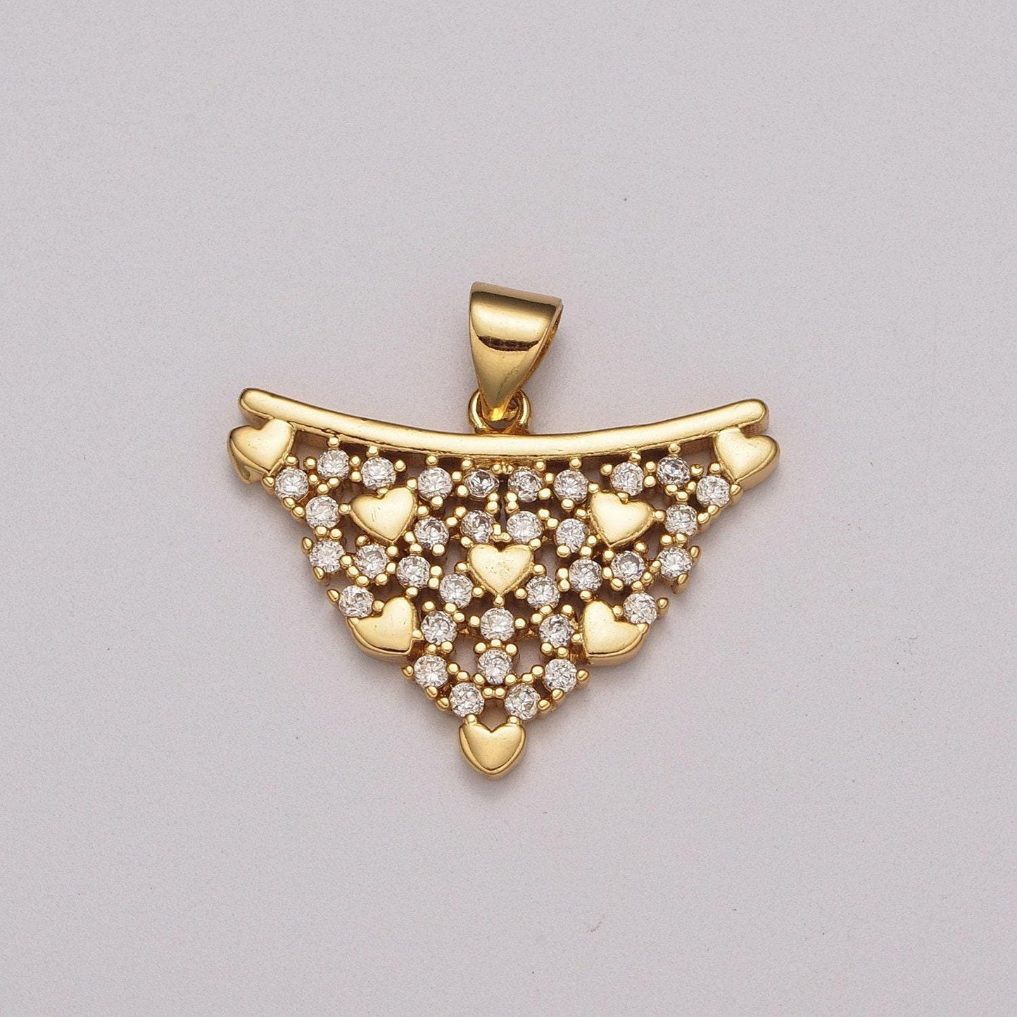 1pc gold love is in the air micro cz pave heart pendant charm, triangle dainty micro pave cz pendant charm, for diy jewelry, b-897