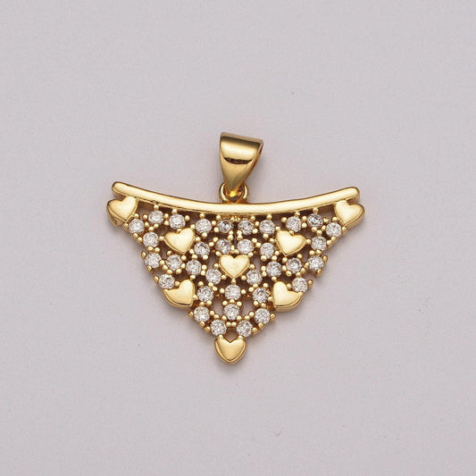 1pc gold love is in the air micro cz pave heart pendant charm, triangle dainty micro pave cz pendant charm, for diy jewelry, b-897