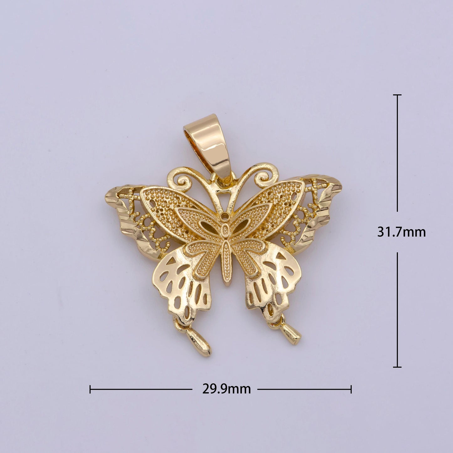 14k gold filled antenna butterfly mask insect animal beaded filigree pendant | n1428