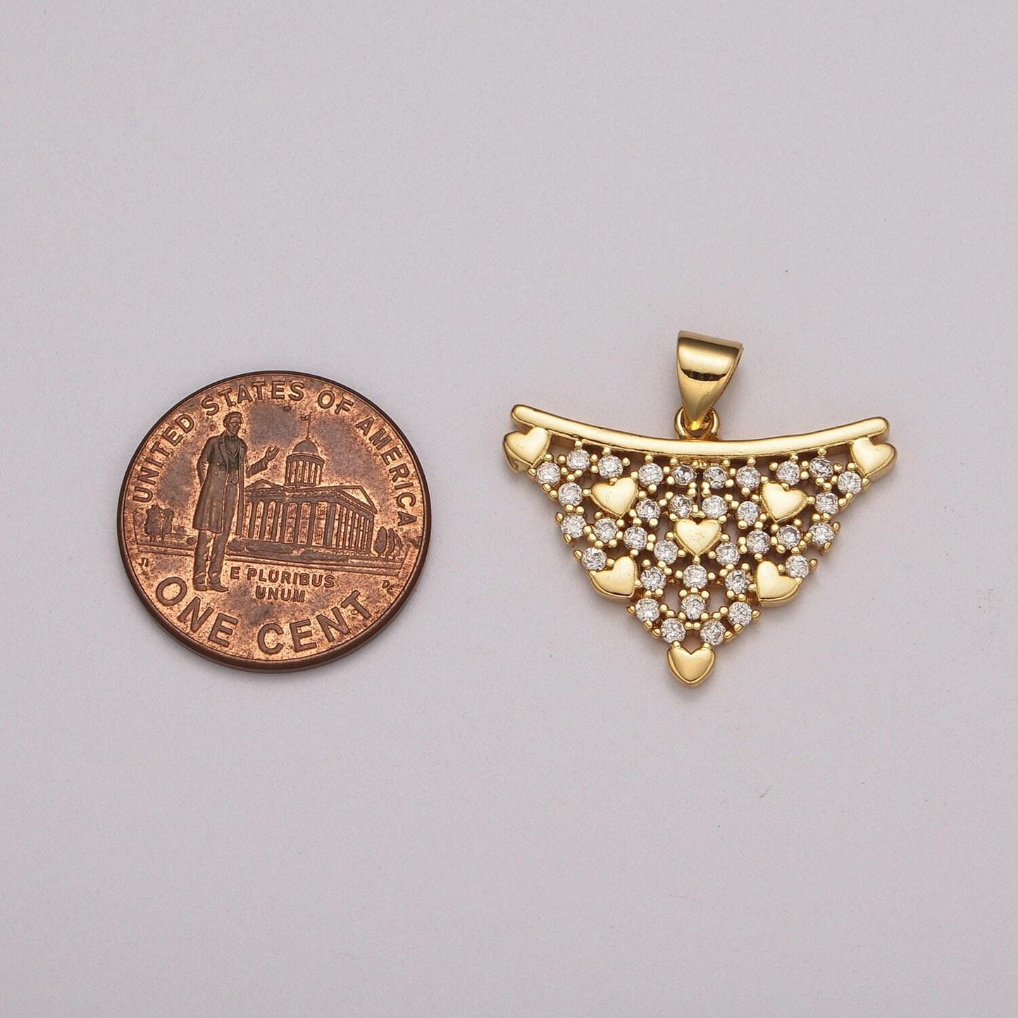1pc gold love is in the air micro cz pave heart pendant charm, triangle dainty micro pave cz pendant charm, for diy jewelry, b-897
