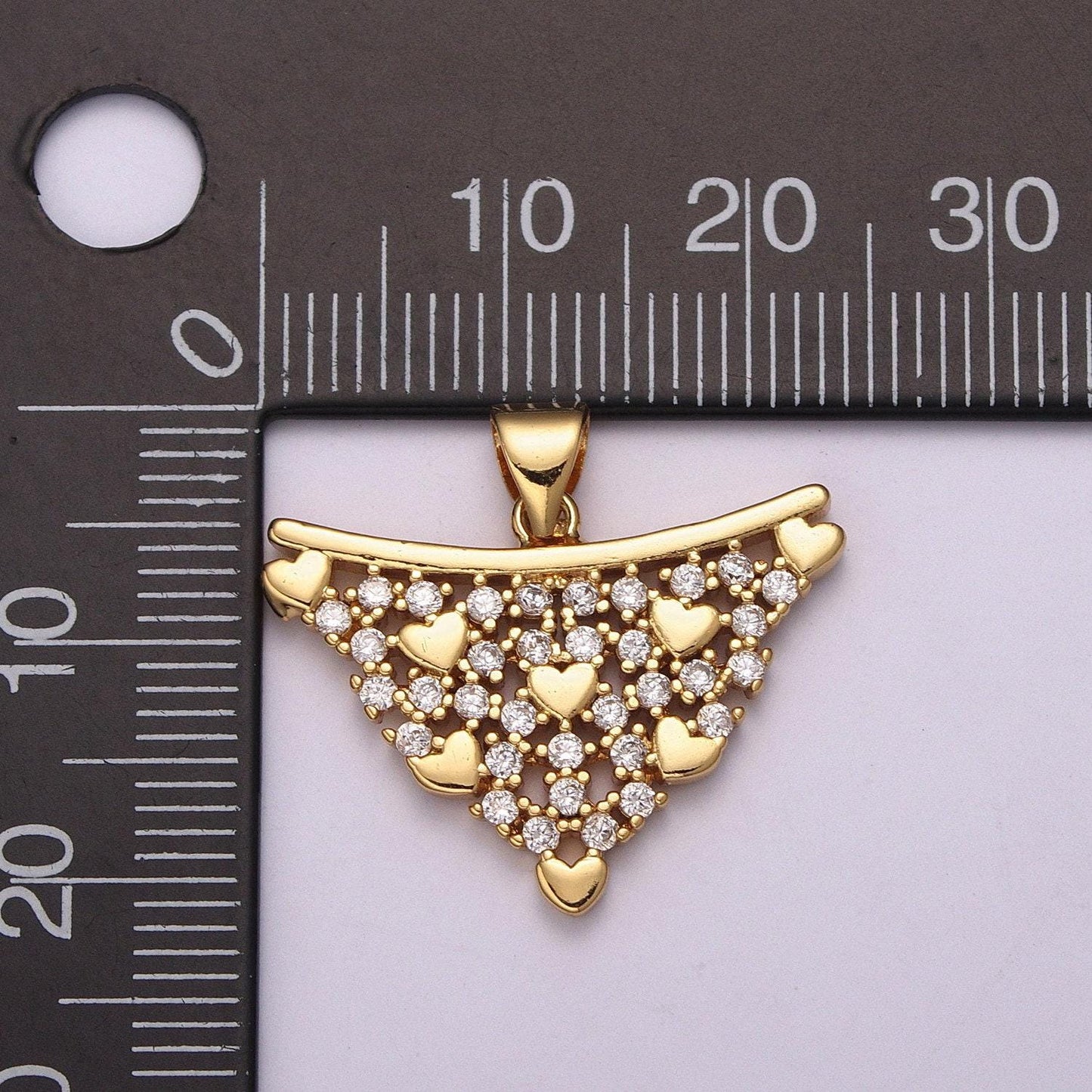1pc gold love is in the air micro cz pave heart pendant charm, triangle dainty micro pave cz pendant charm, for diy jewelry, b-897