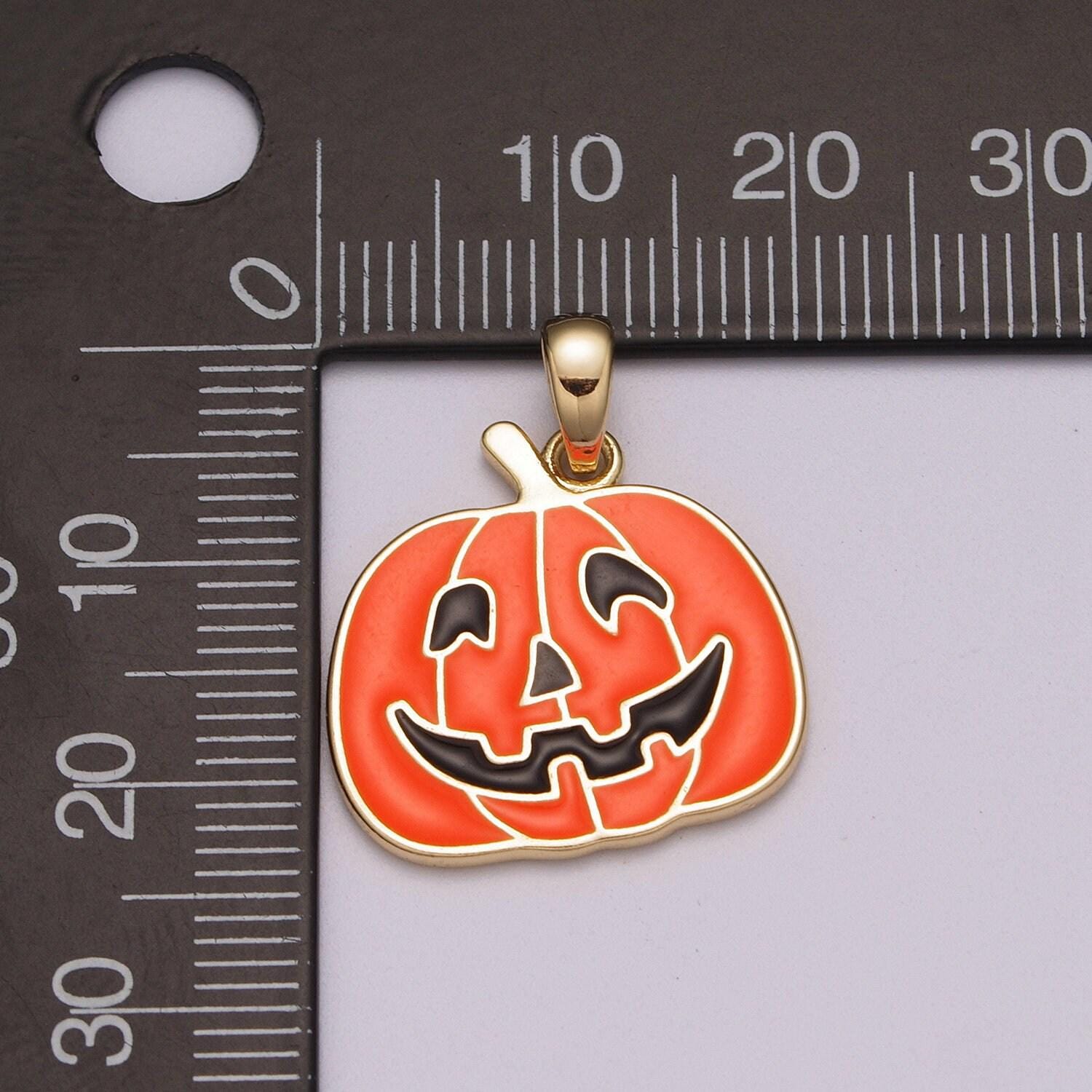 Orange pumpkin charm 18k gold filled jack o lantern charms halloween jewelry inspired add on charm for necklace earring bracelet