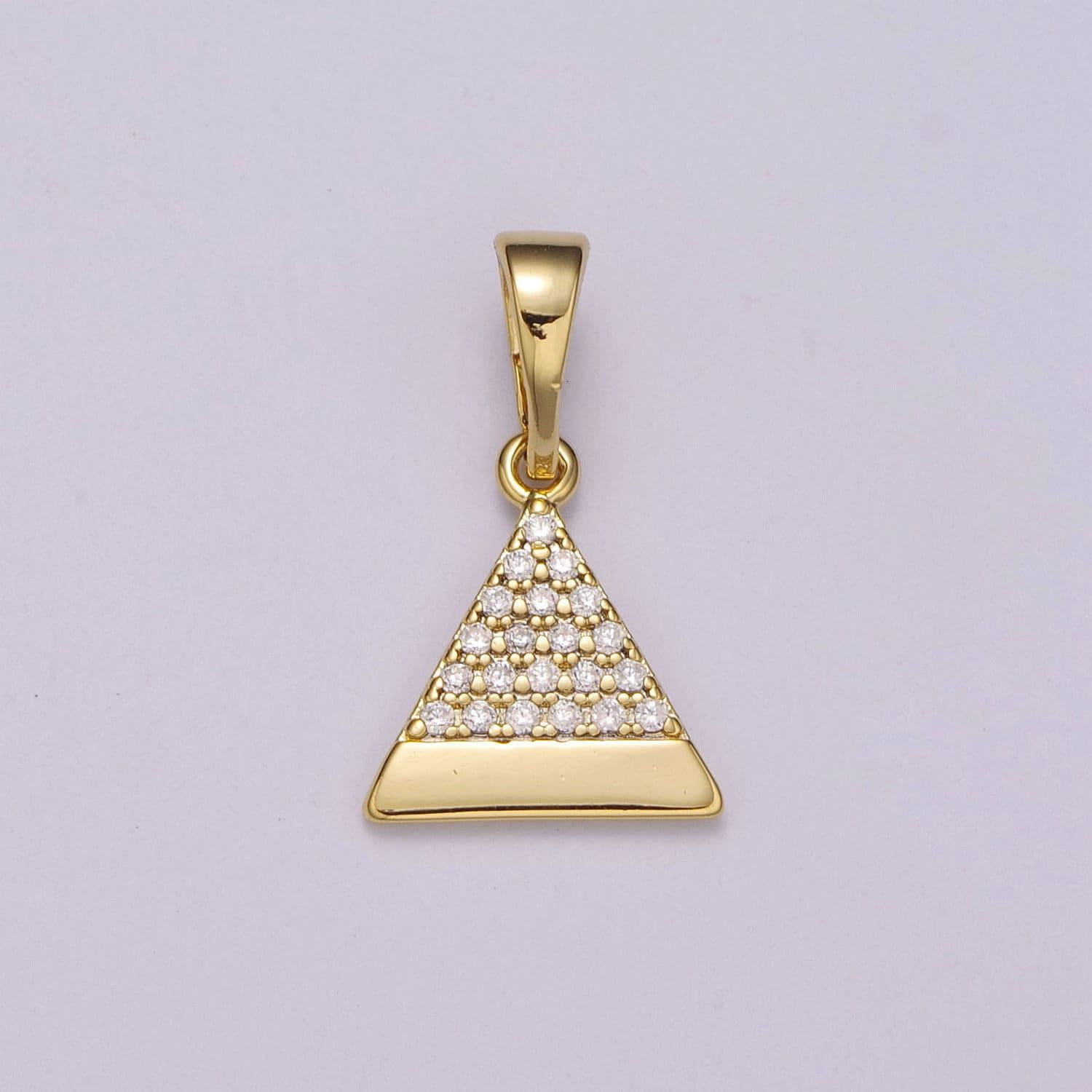 14k gold filled pyramid pendant dainty triangle charm for necklace bracelet earring, n-1410
