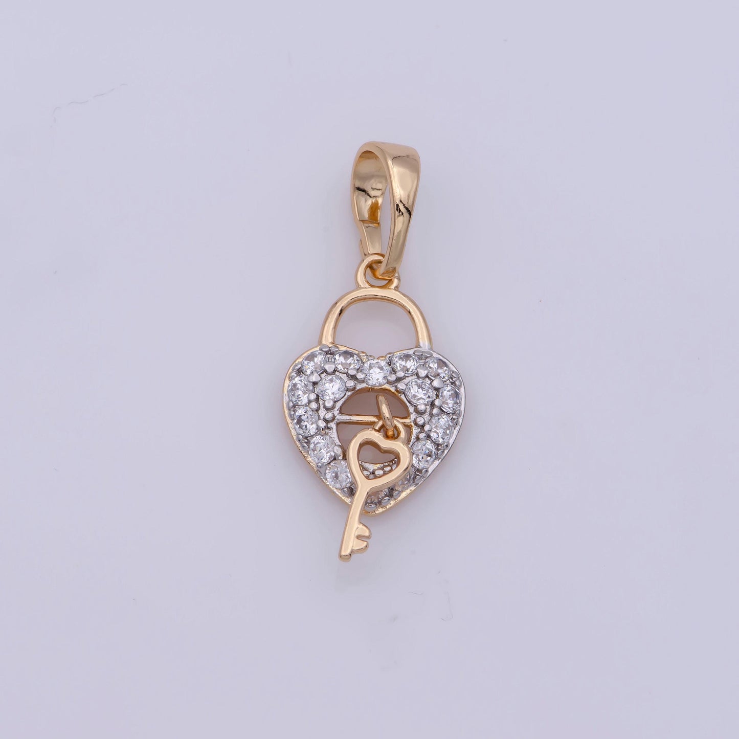 Key to my heart charm necklace, bracelet mini 18k gold filled heart charm romantic gifts jewelry making supply