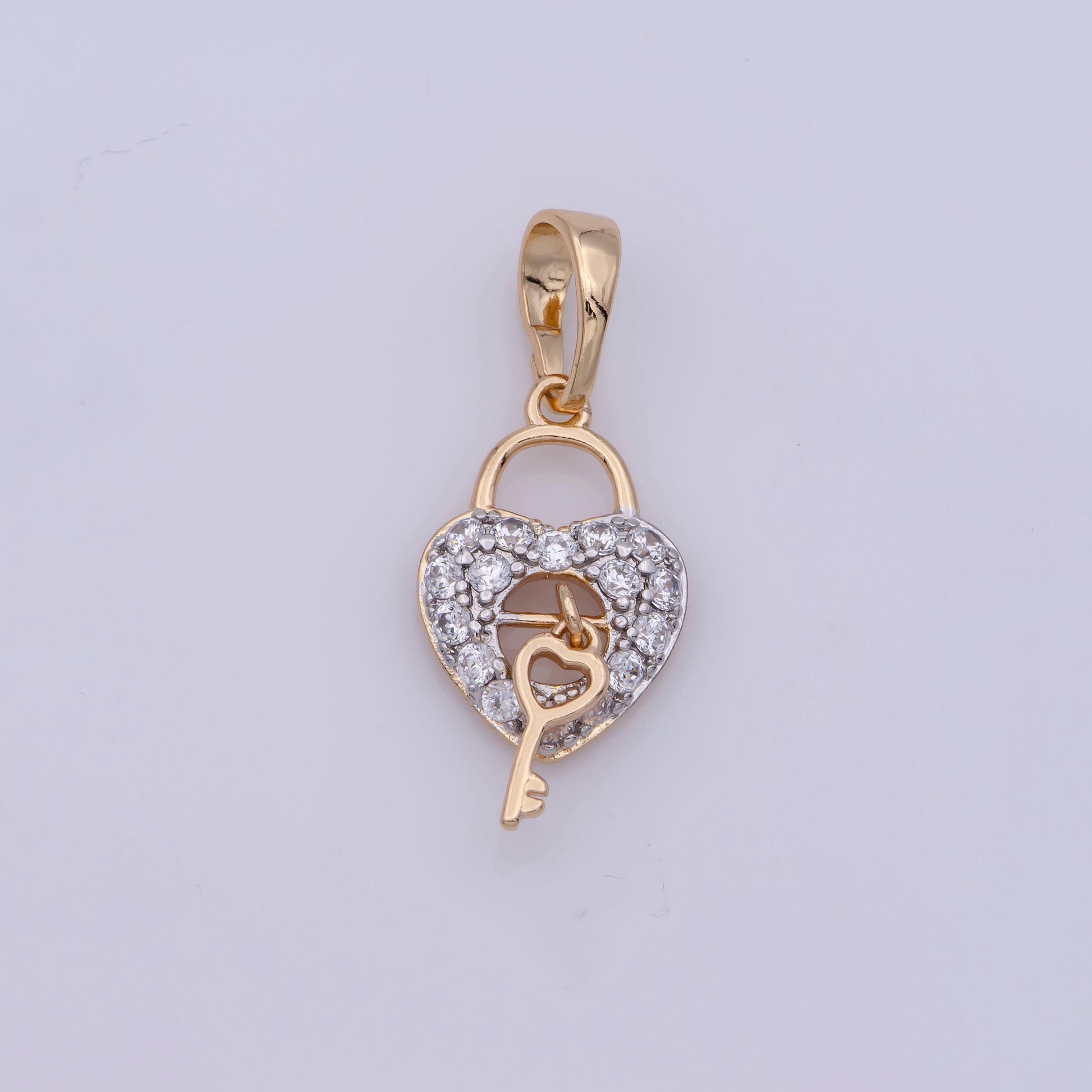 Key to my heart charm necklace, bracelet mini 18k gold filled heart charm romantic gifts jewelry making supply