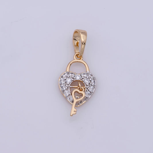 Key to my heart charm necklace, bracelet mini 18k gold filled heart charm romantic gifts jewelry making supply