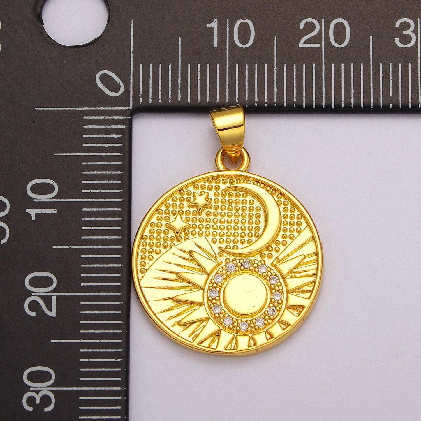 24k gold filled celestial charm, round sun moon stars charm pendant celestial medallion charm for neckalce bracelet component