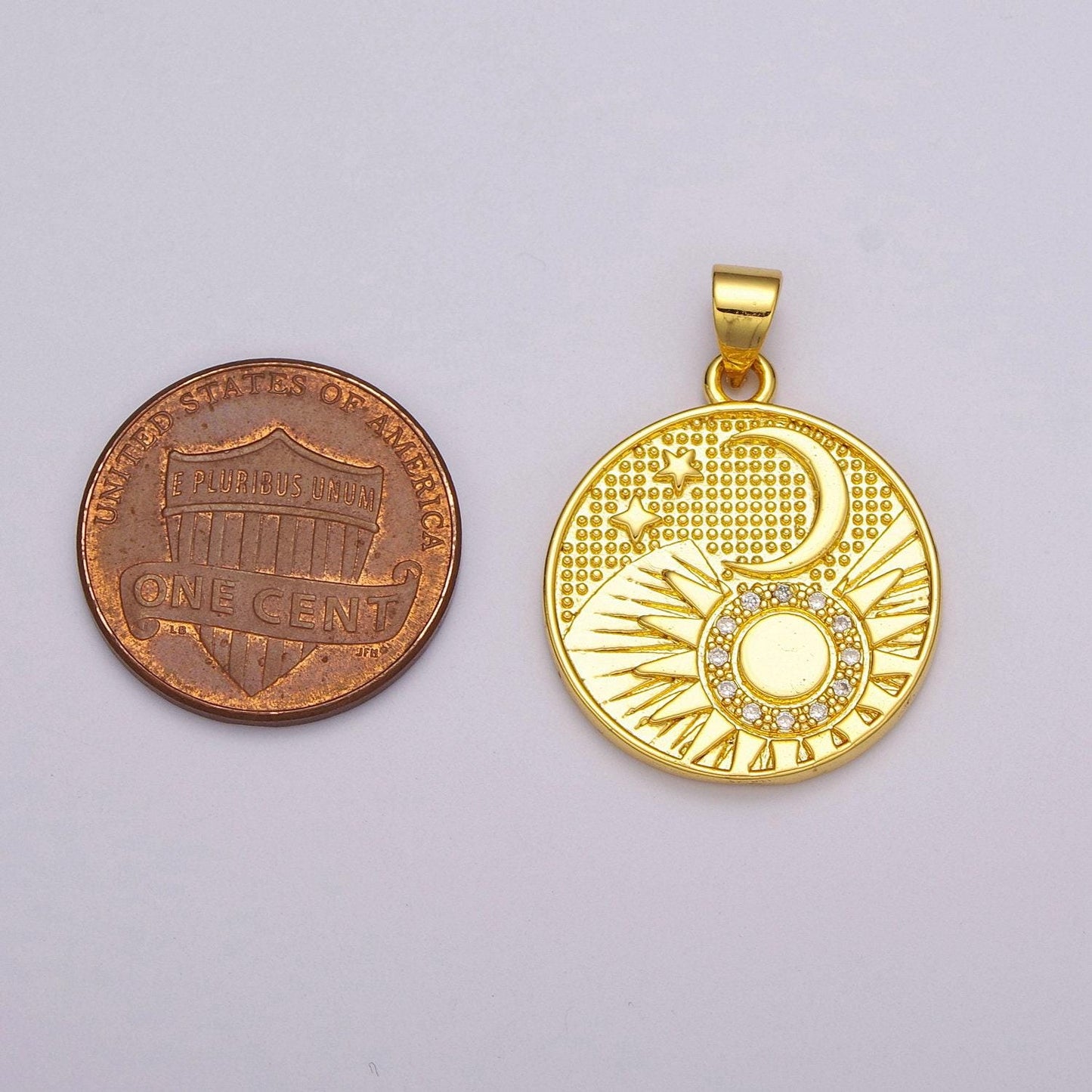 24k gold filled celestial charm, round sun moon stars charm pendant celestial medallion charm for neckalce bracelet component