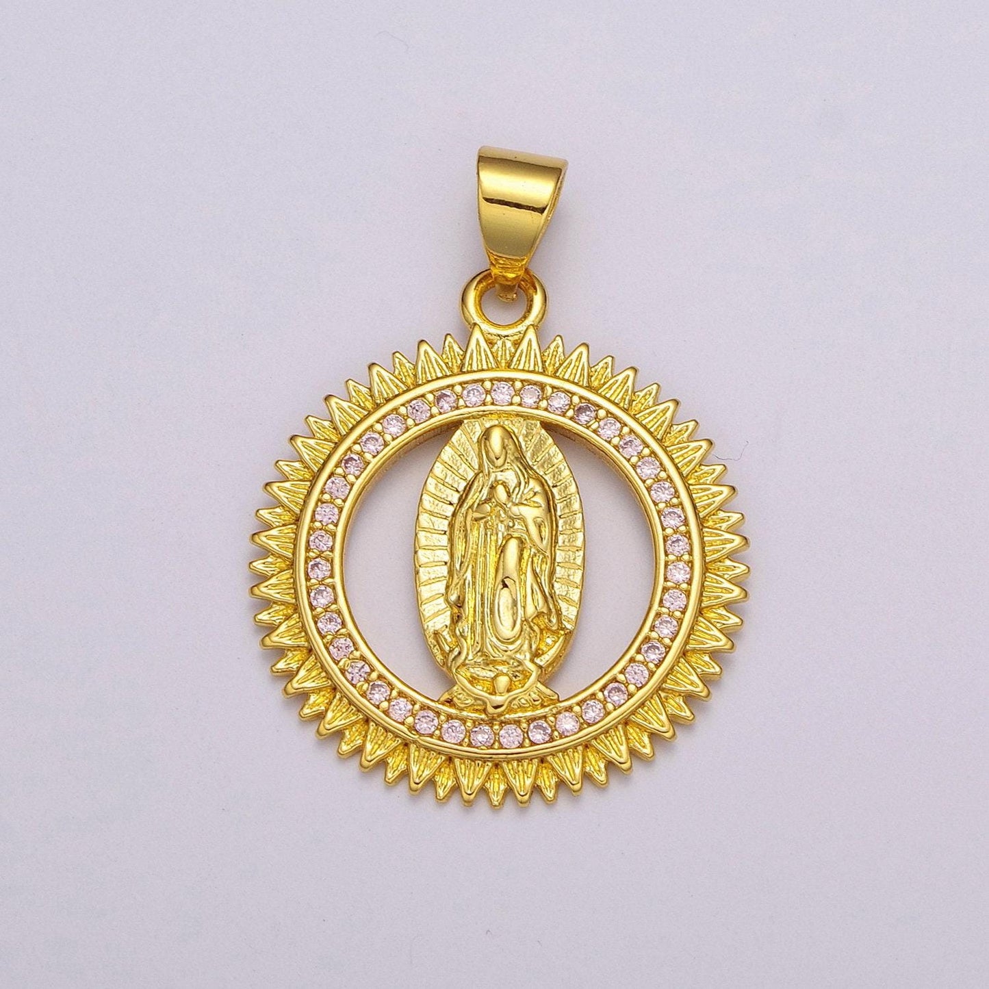 24k gold filled lady guadalupe pendant, gold medallion necklace virgin mary layering necklace, religious necklace, gift for her