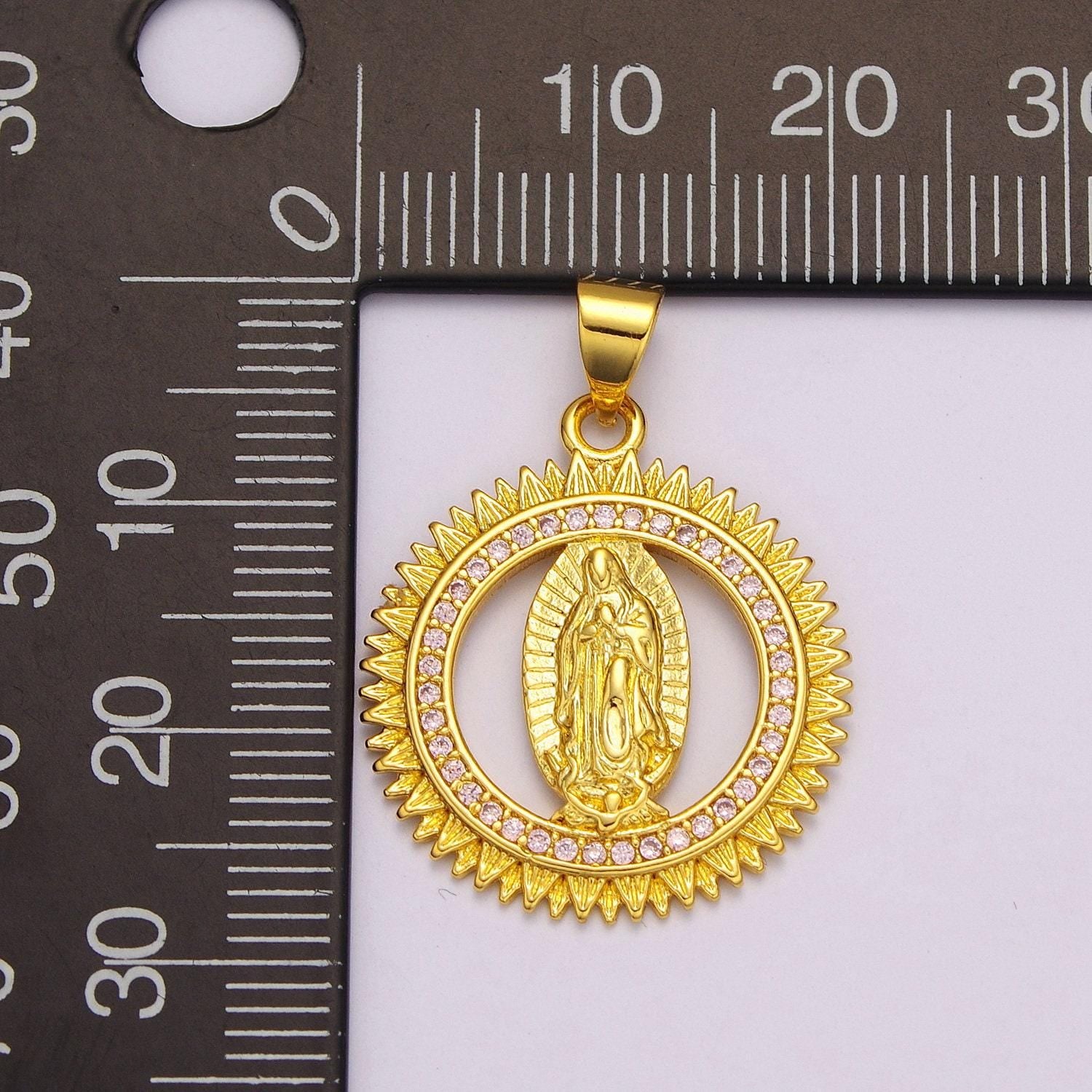 24k gold filled lady guadalupe pendant, gold medallion necklace virgin mary layering necklace, religious necklace, gift for her