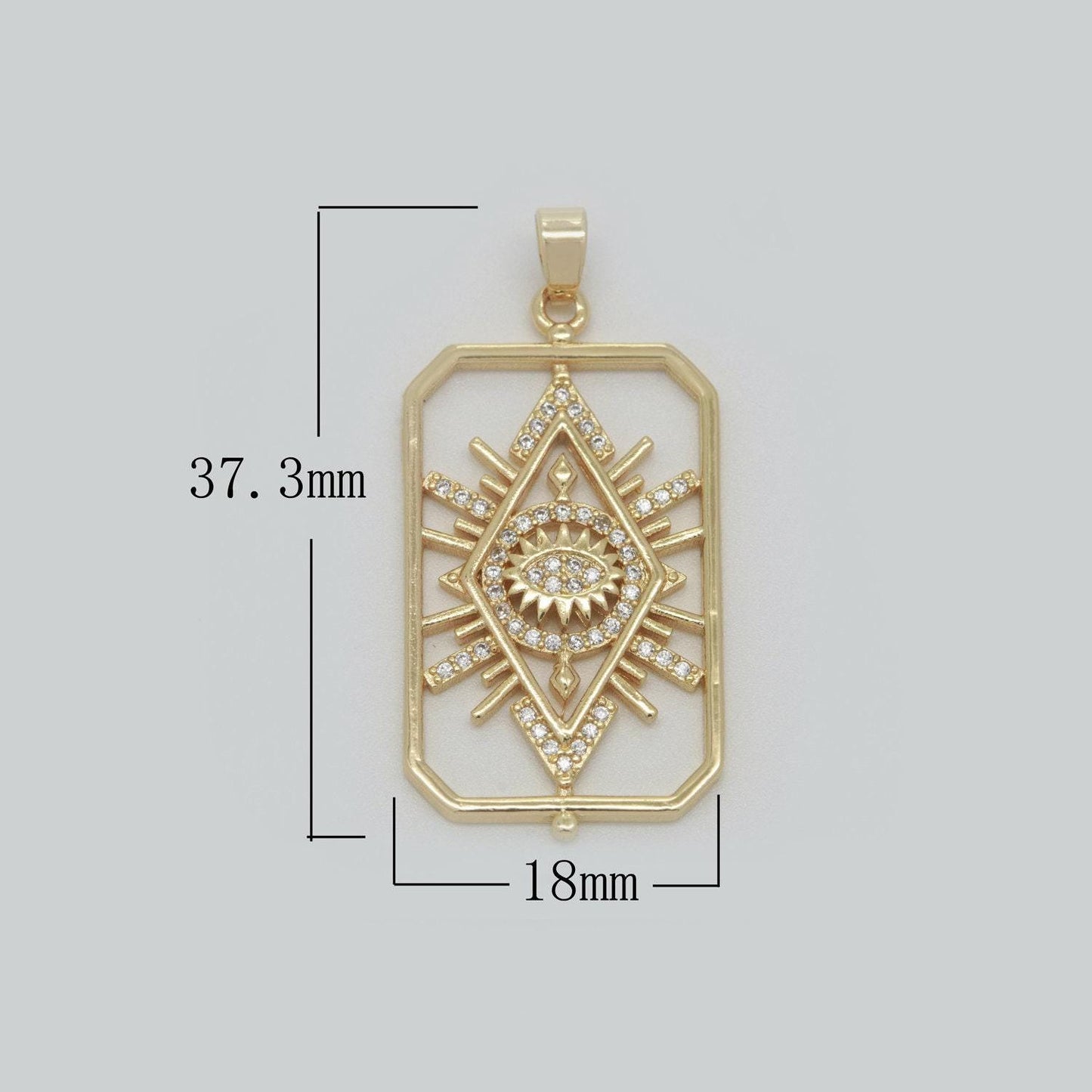 Evil eye charm necklace, sun burst medallion 18k gold filled necklace pendant micro pave eye charm for jewelry supply