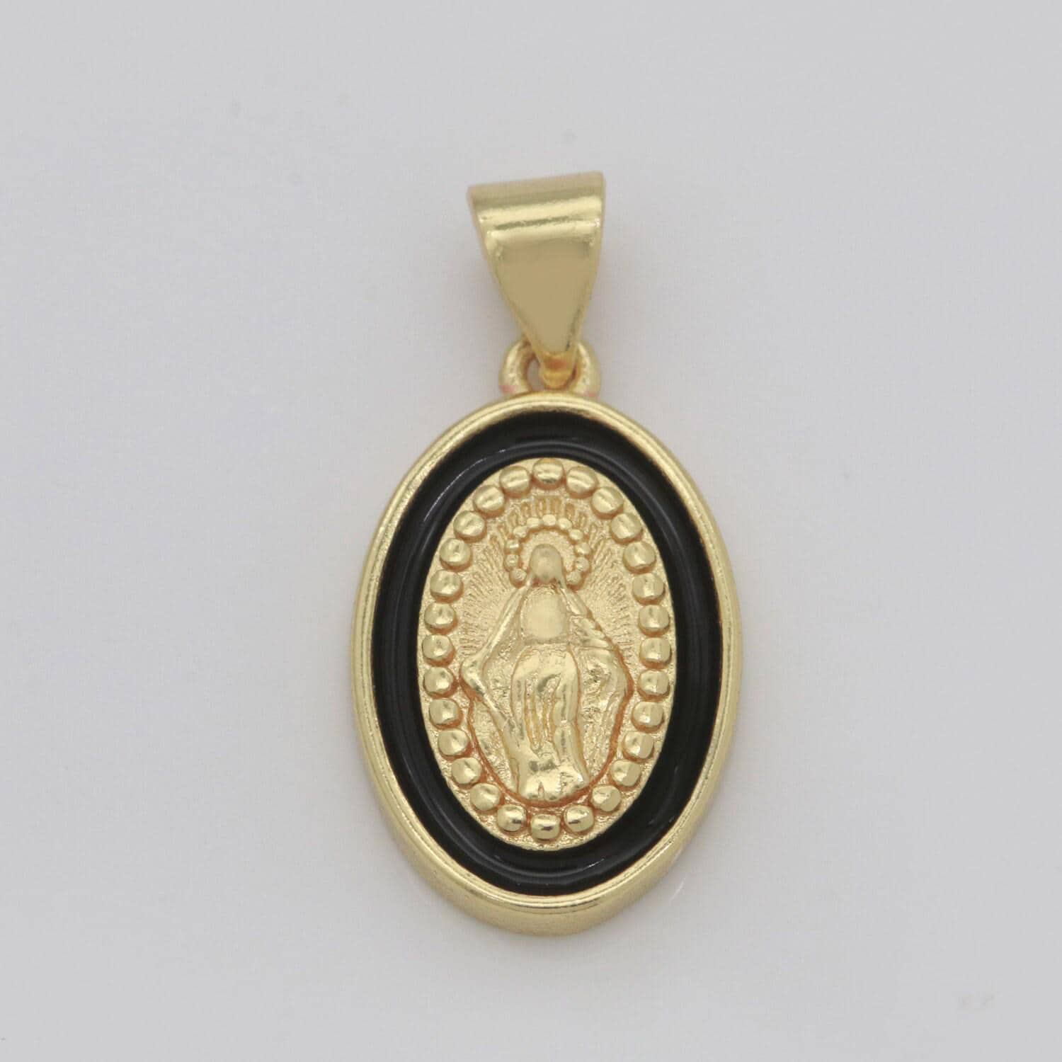 Miraculous lady charm gold medallion charm, gold filled virgin mary religious medal pendant religious coin catholic enamel jewelry