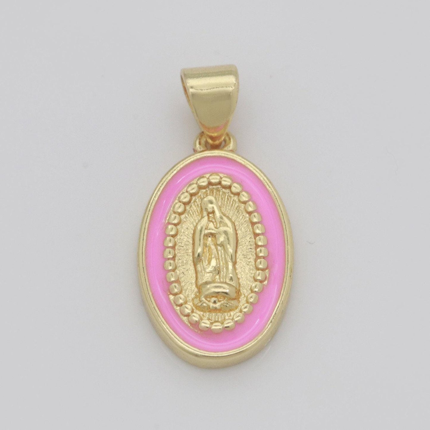Virgin of guadalupe charm gold medallion charm, gold filled virgin mary religious medal pendant religious coin catholic enamel jewelry