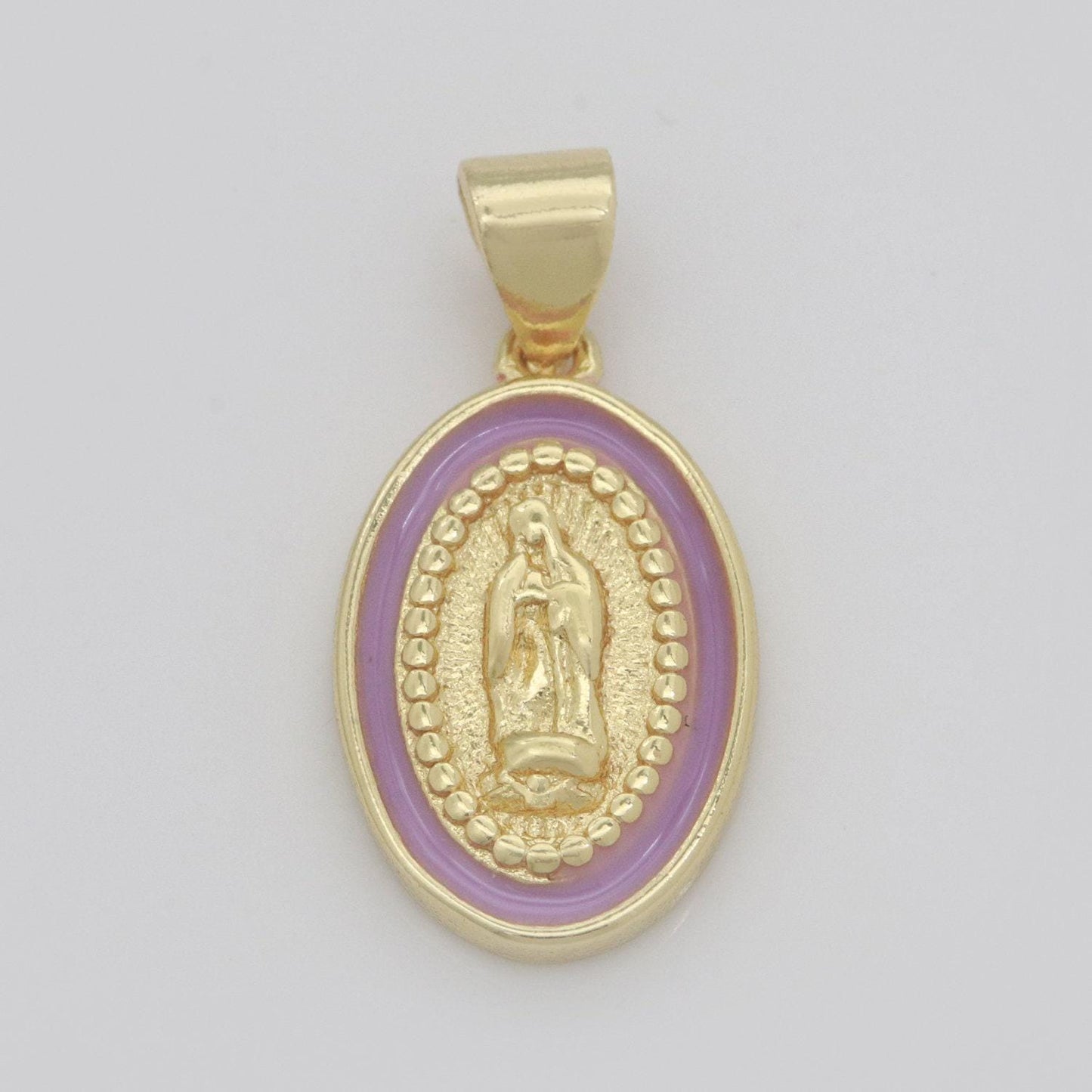 Virgin of guadalupe charm gold medallion charm, gold filled virgin mary religious medal pendant religious coin catholic enamel jewelry