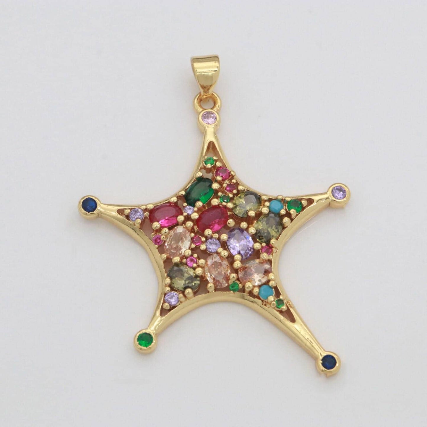 Multi color gold star charm micro pave celstial charm, rainbow cubic charms, cz gold twinkle little star charm,minimalist jewelry supply