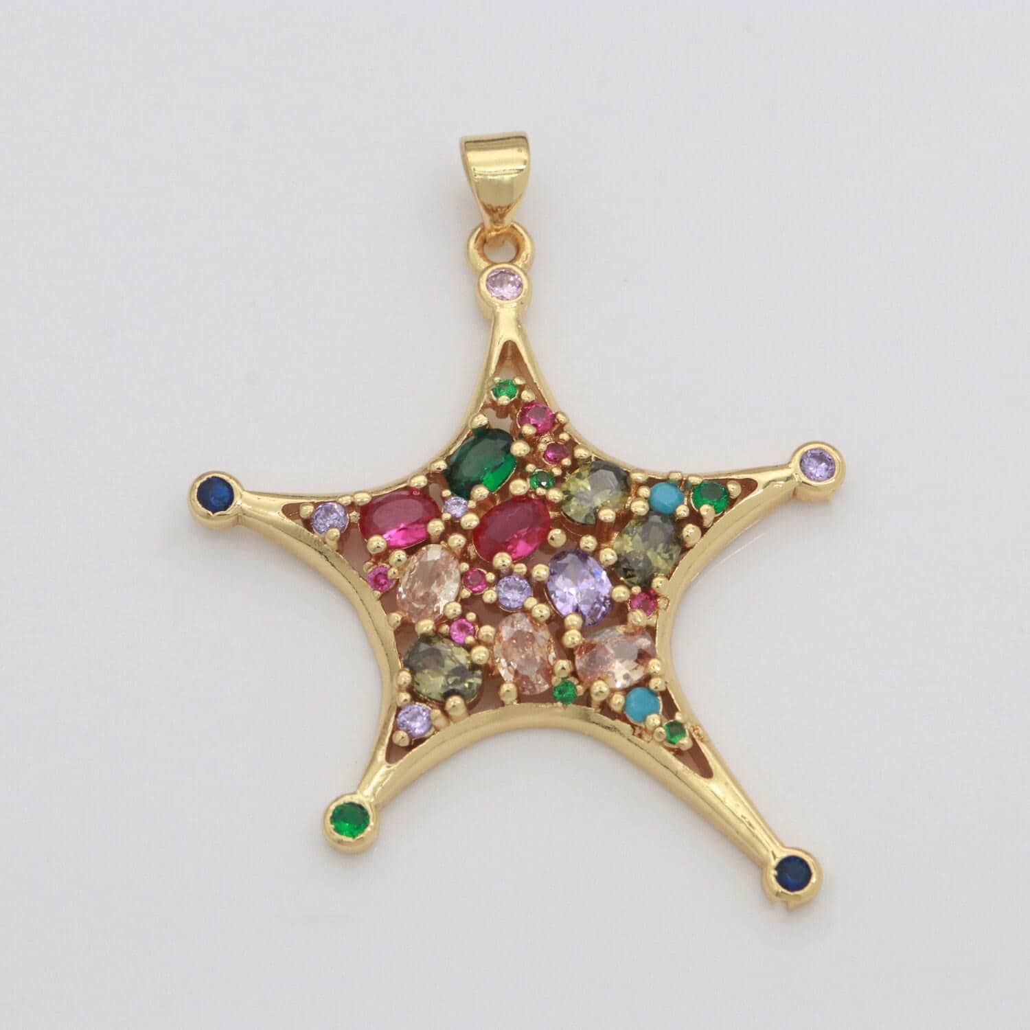 Multi color gold star charm micro pave celstial charm, rainbow cubic charms, cz gold twinkle little star charm,minimalist jewelry supply