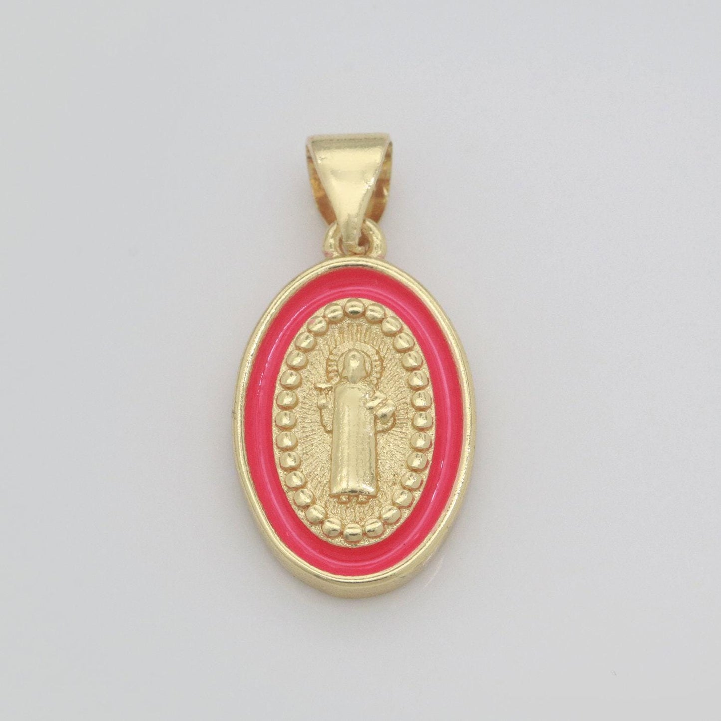Saint jude charm gold medallion charm, gold filled st jude religious medal patron saint pendant religious coin catholic enamel jewelry