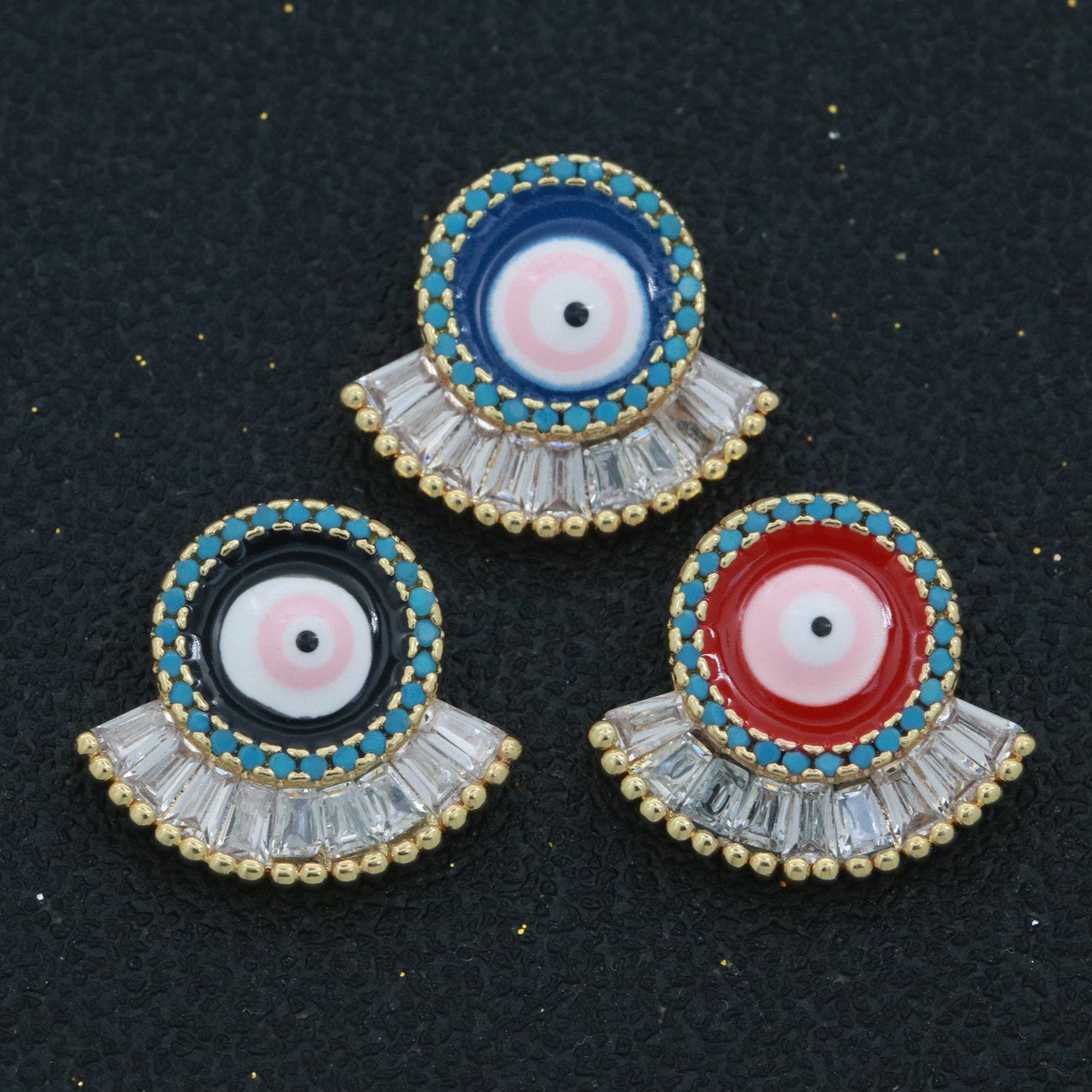 Evil eye charm cz gold beads evil eye beads spacer micro pave beads charm for bracelet necklace supply enamel evil eye spacer