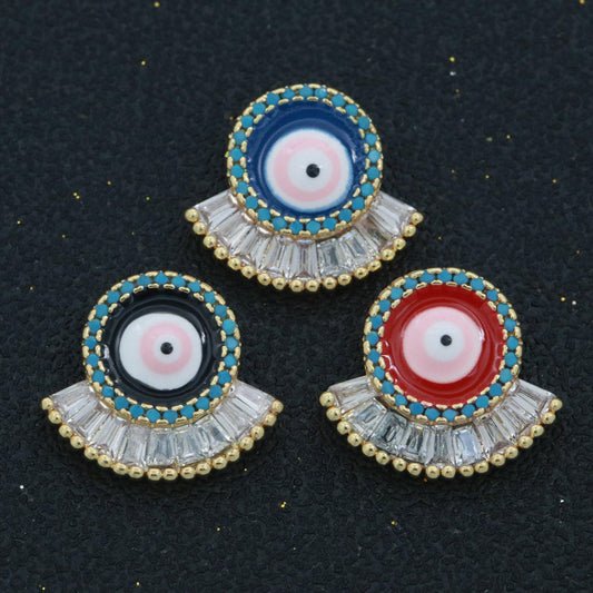 Evil eye charm cz gold beads evil eye beads spacer micro pave beads charm for bracelet necklace supply enamel evil eye spacer