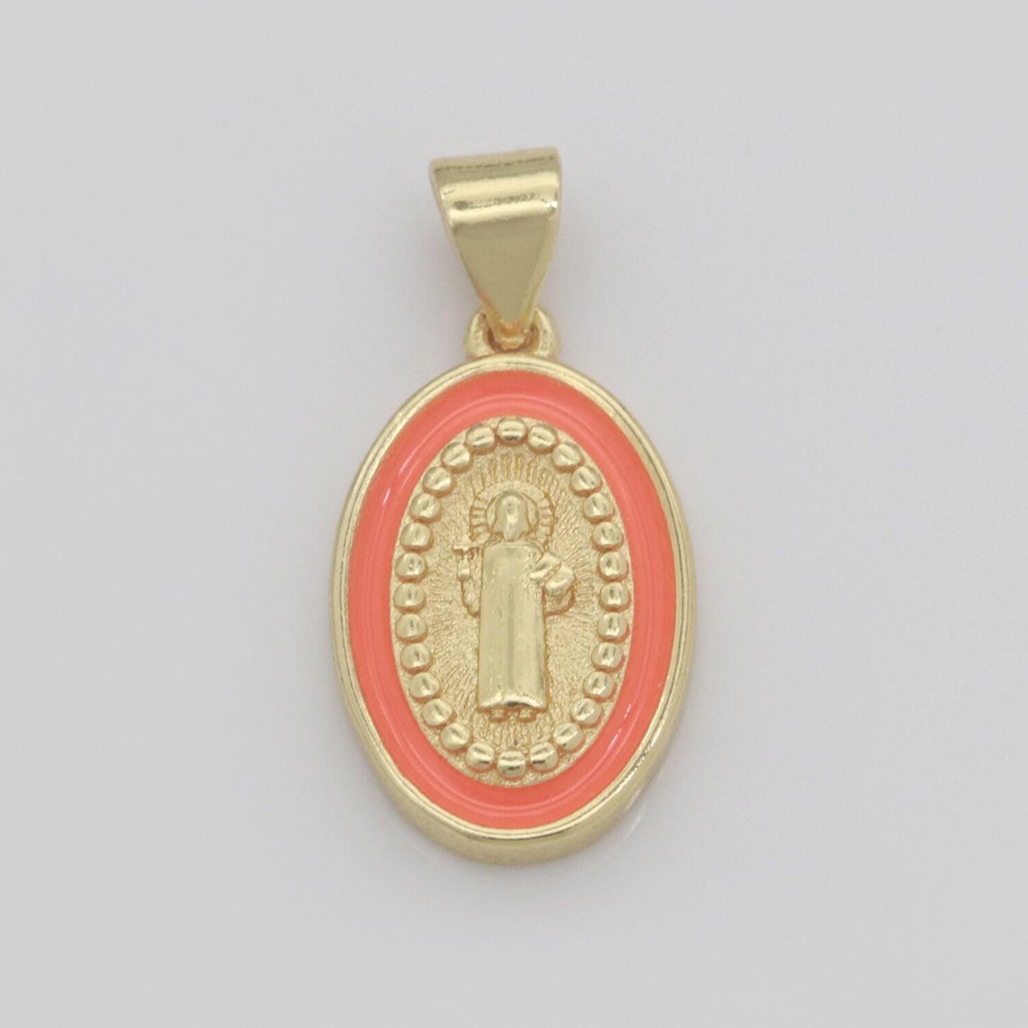 Saint jude charm gold medallion charm, gold filled st jude religious medal patron saint pendant religious coin catholic enamel jewelry