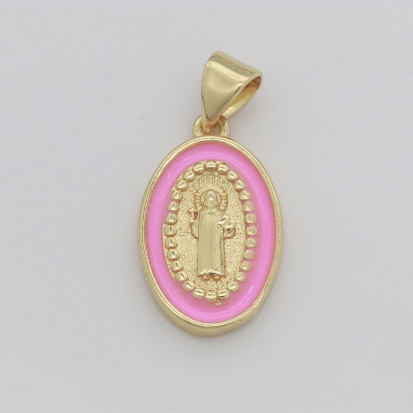Saint jude charm gold medallion charm, gold filled st jude religious medal patron saint pendant religious coin catholic enamel jewelry