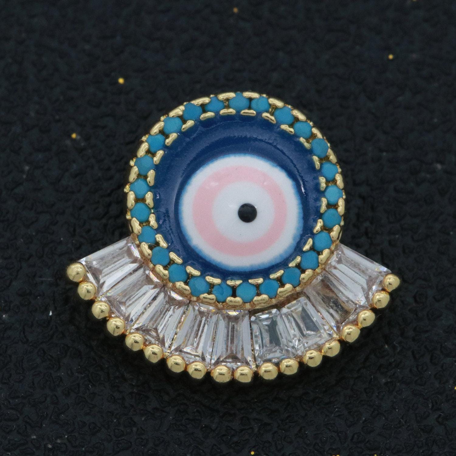 Evil eye charm cz gold beads evil eye beads spacer micro pave beads charm for bracelet necklace supply enamel evil eye spacer