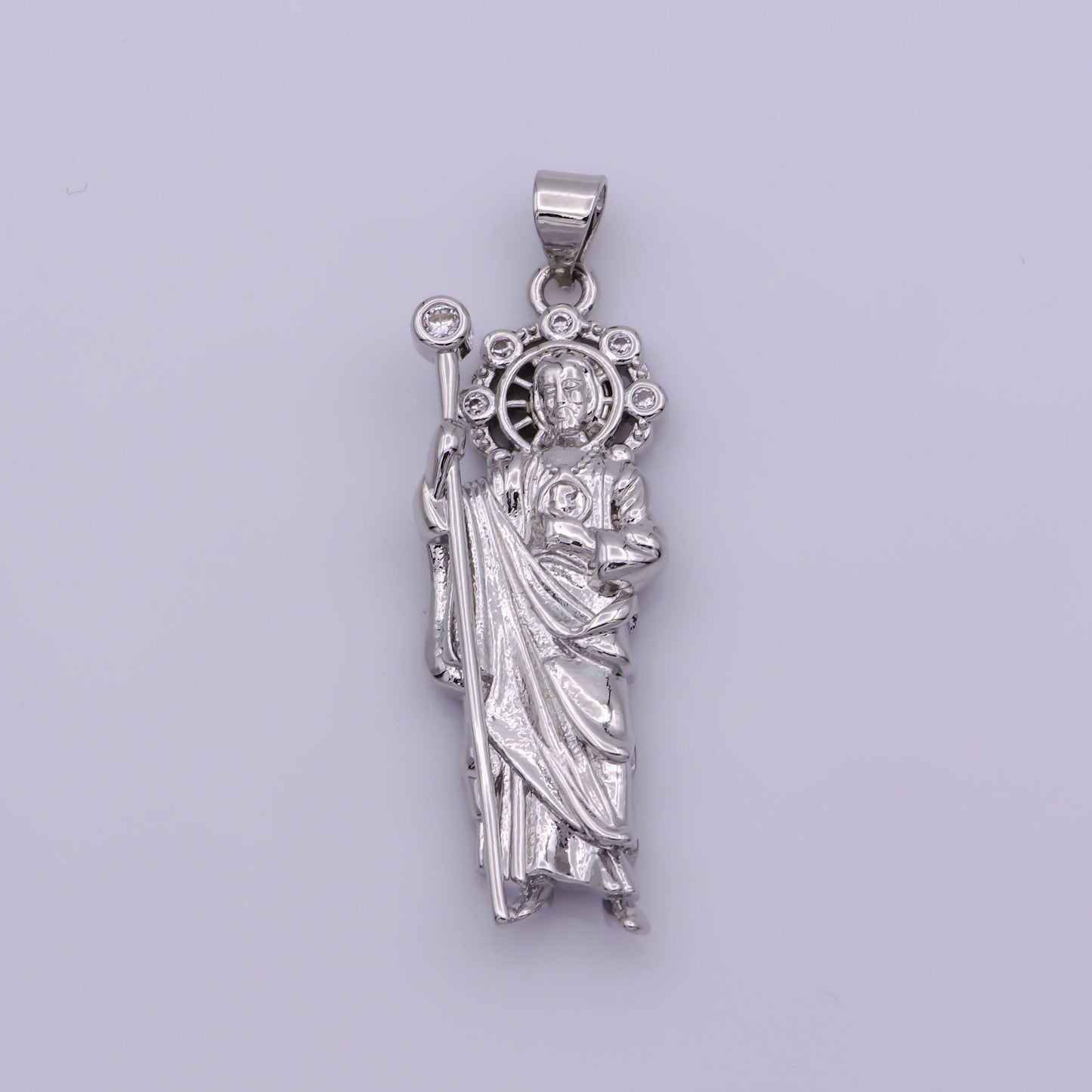 Silver saint jude charm necklace, gold filled st jude pendant, religious jewelry protection for necklace rosary component supply, n-1340