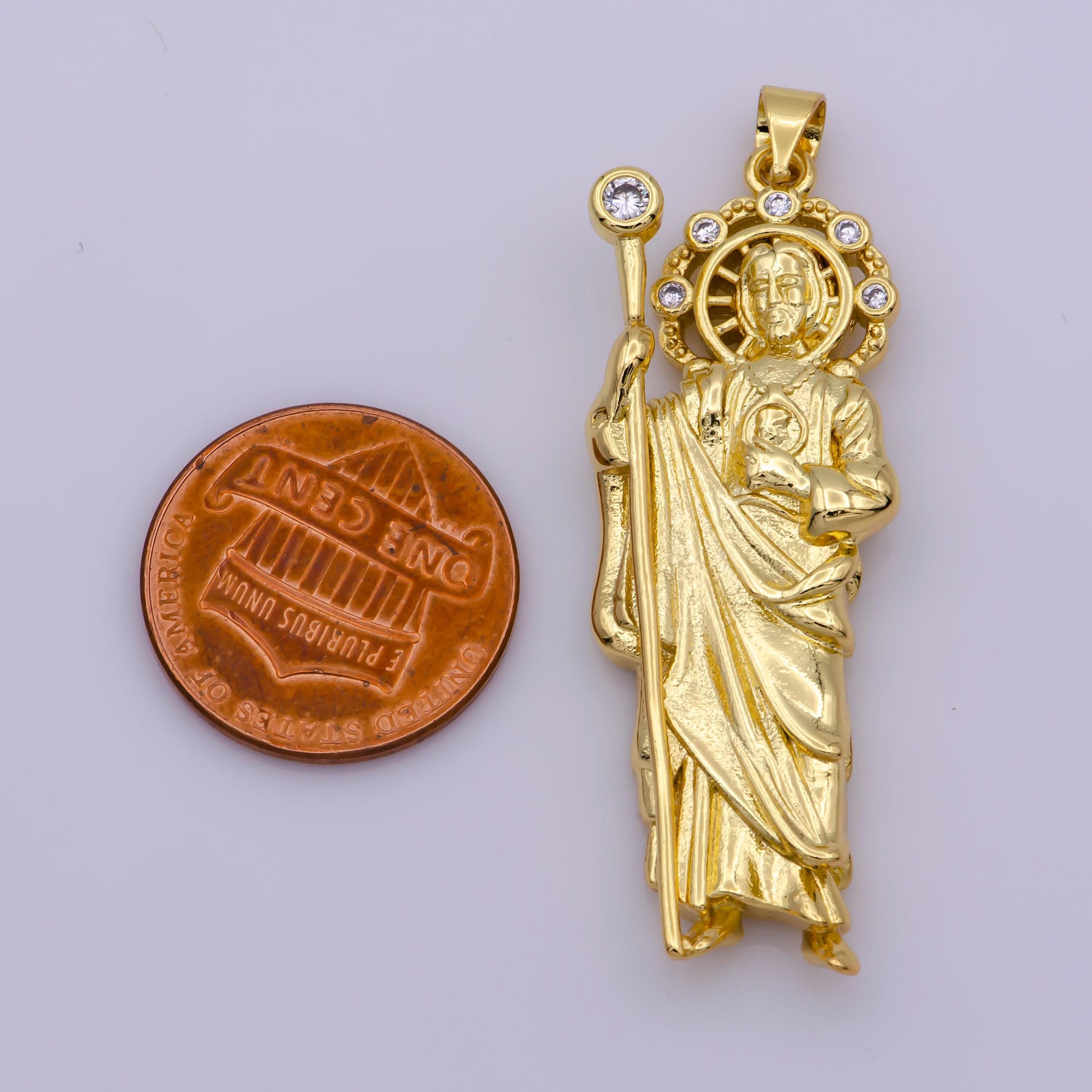Gold filled saint jude charm necklace, silver st jude pendant, religious jewelry protection for necklace rosary component supply, b-808