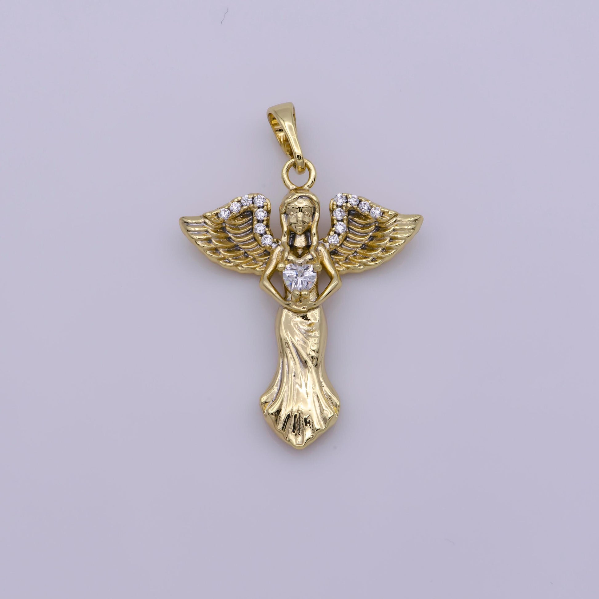 14k gold filled guardian angel charm pendant for necklace earring bracelet component