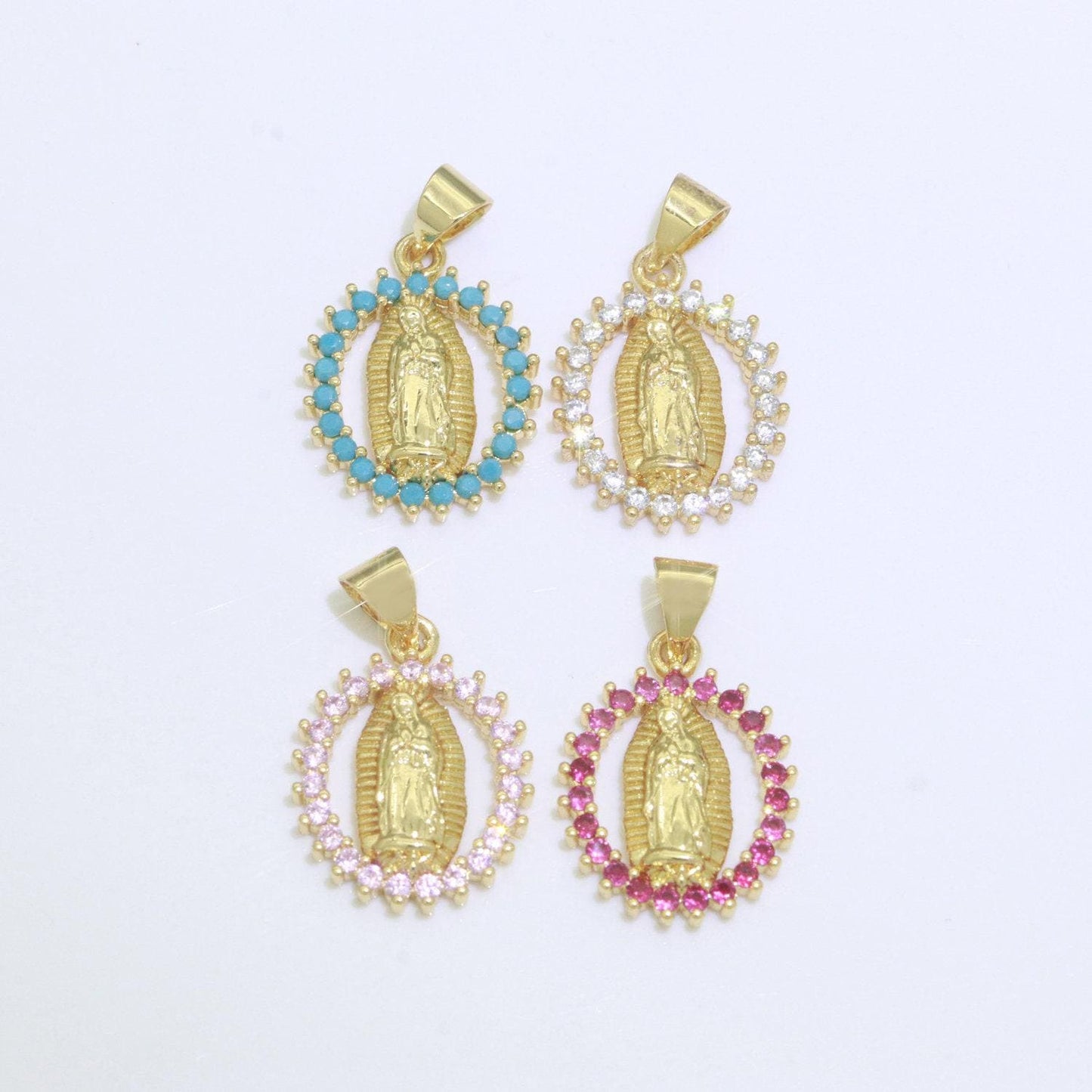 14k gold filled virgin mary medallion charm 23x14mm - religious catholic pendant saint miraculous lady guadalupe charm for necklace bracelet