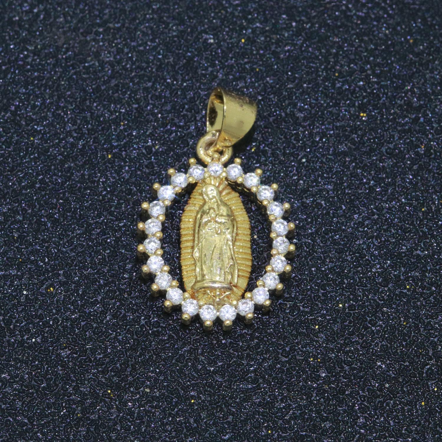 14k gold filled virgin mary medallion charm 23x14mm - religious catholic pendant saint miraculous lady guadalupe charm for necklace bracelet