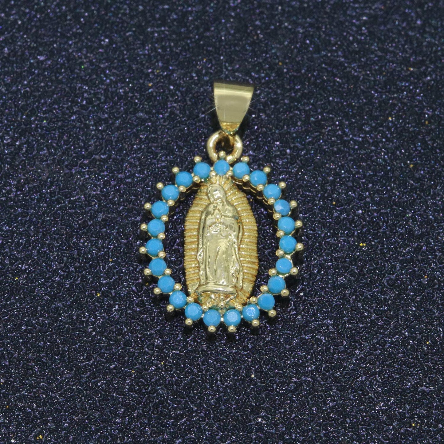 14k gold filled virgin mary medallion charm 23x14mm - religious catholic pendant saint miraculous lady guadalupe charm for necklace bracelet