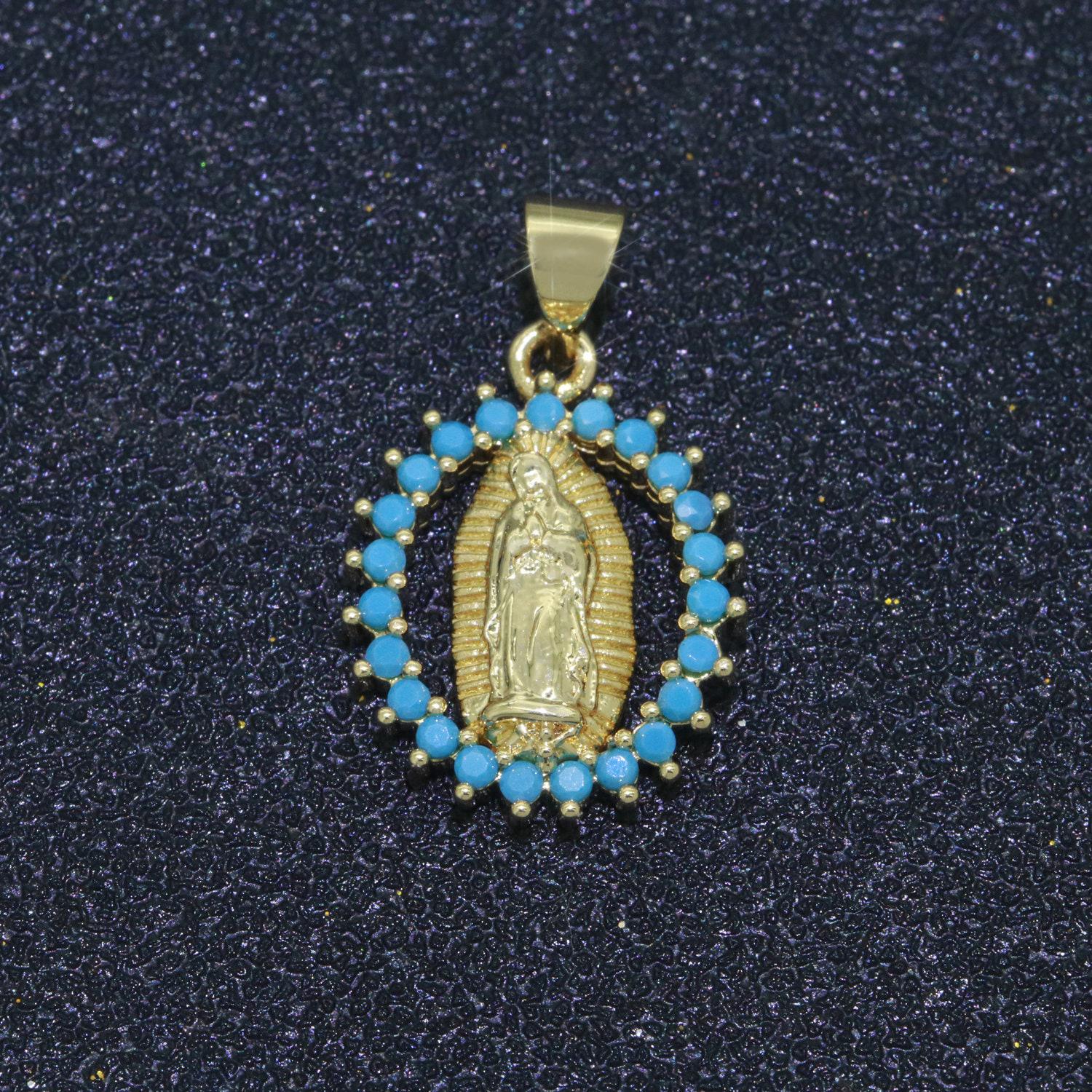 14k gold filled virgin mary medallion charm 23x14mm - religious catholic pendant saint miraculous lady guadalupe charm for necklace bracelet
