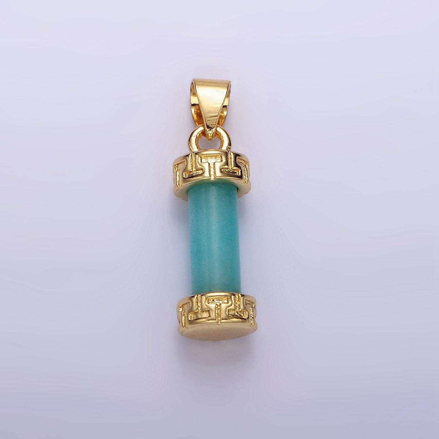 14kgold filled carnelian, amazonite, amethyst, onyx, clearquartz, rosequartz, howlite, tigereye engraved cylinder tube pendant | n1272-n1279