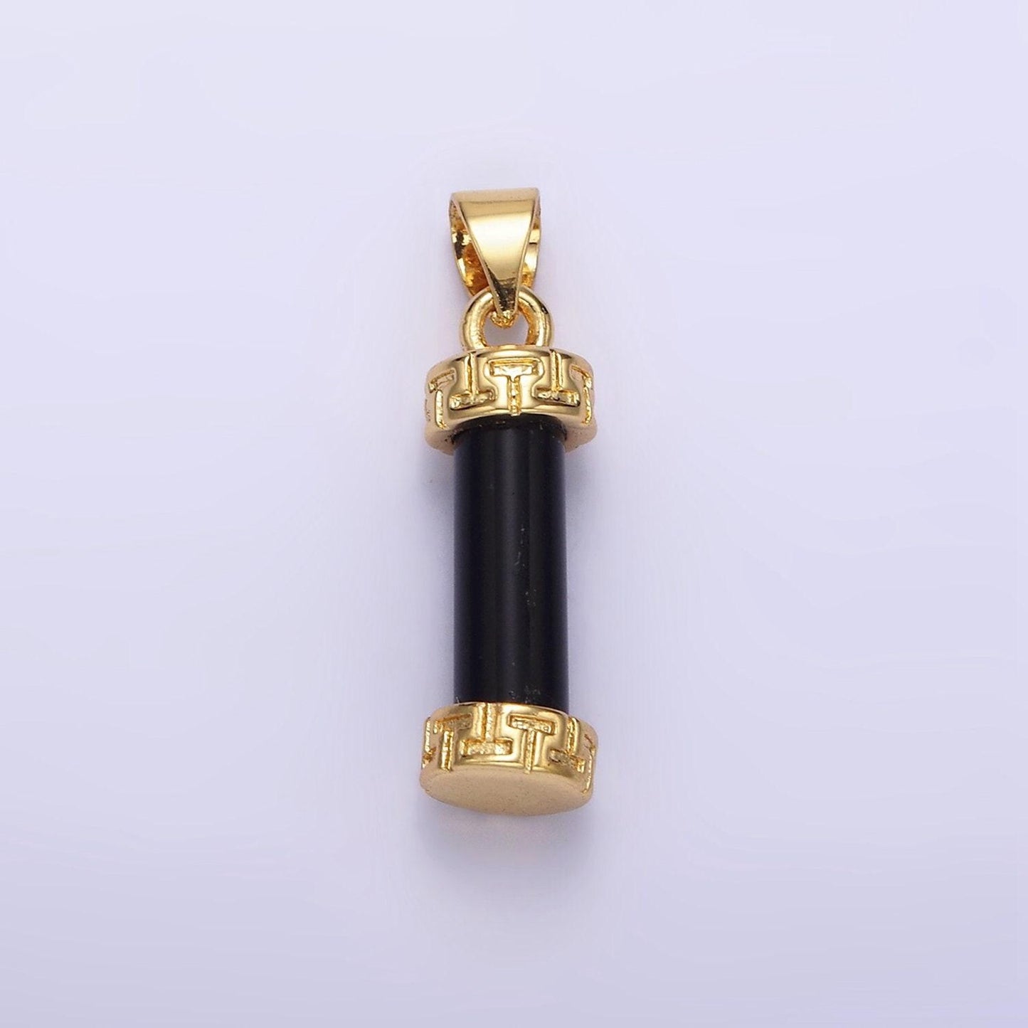 14kgold filled carnelian, amazonite, amethyst, onyx, clearquartz, rosequartz, howlite, tigereye engraved cylinder tube pendant | n1272-n1279