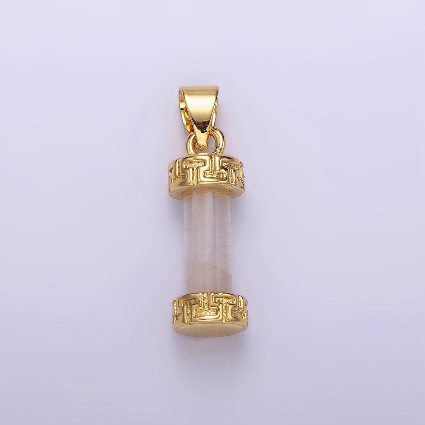 14kgold filled carnelian, amazonite, amethyst, onyx, clearquartz, rosequartz, howlite, tigereye engraved cylinder tube pendant | n1272-n1279
