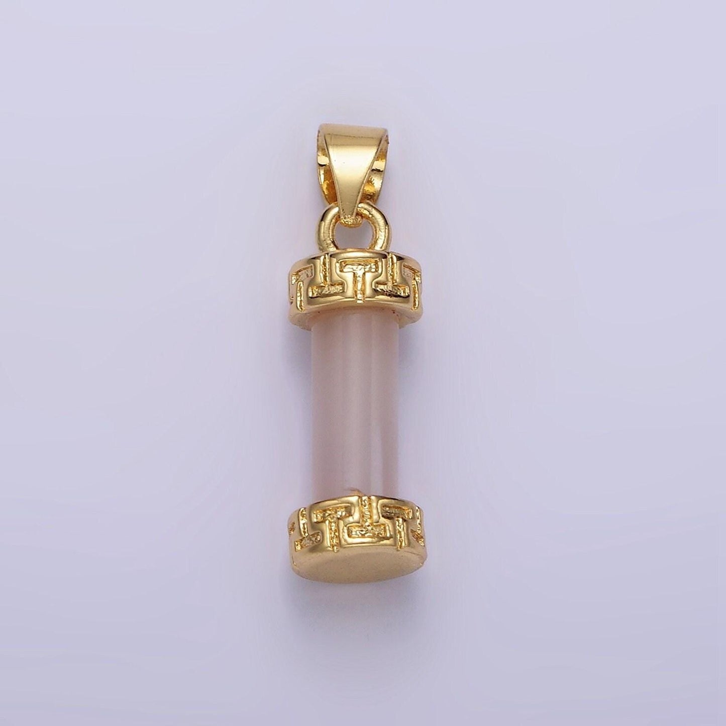 14kgold filled carnelian, amazonite, amethyst, onyx, clearquartz, rosequartz, howlite, tigereye engraved cylinder tube pendant | n1272-n1279